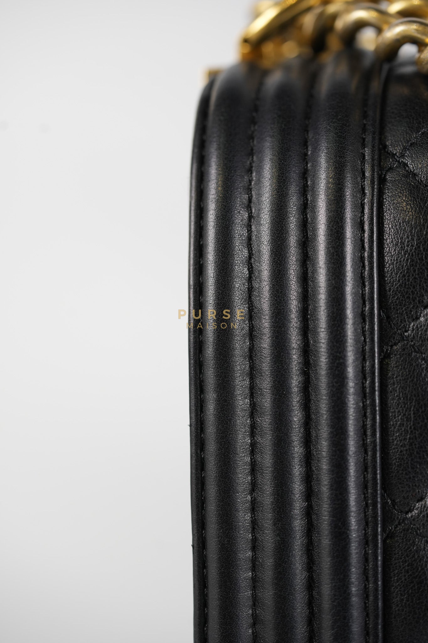 Boy New Medium in Black Quilted Lambskin Leather and Aged Gold Hardware Series 20 | Purse Maison Luxury Bags Shop