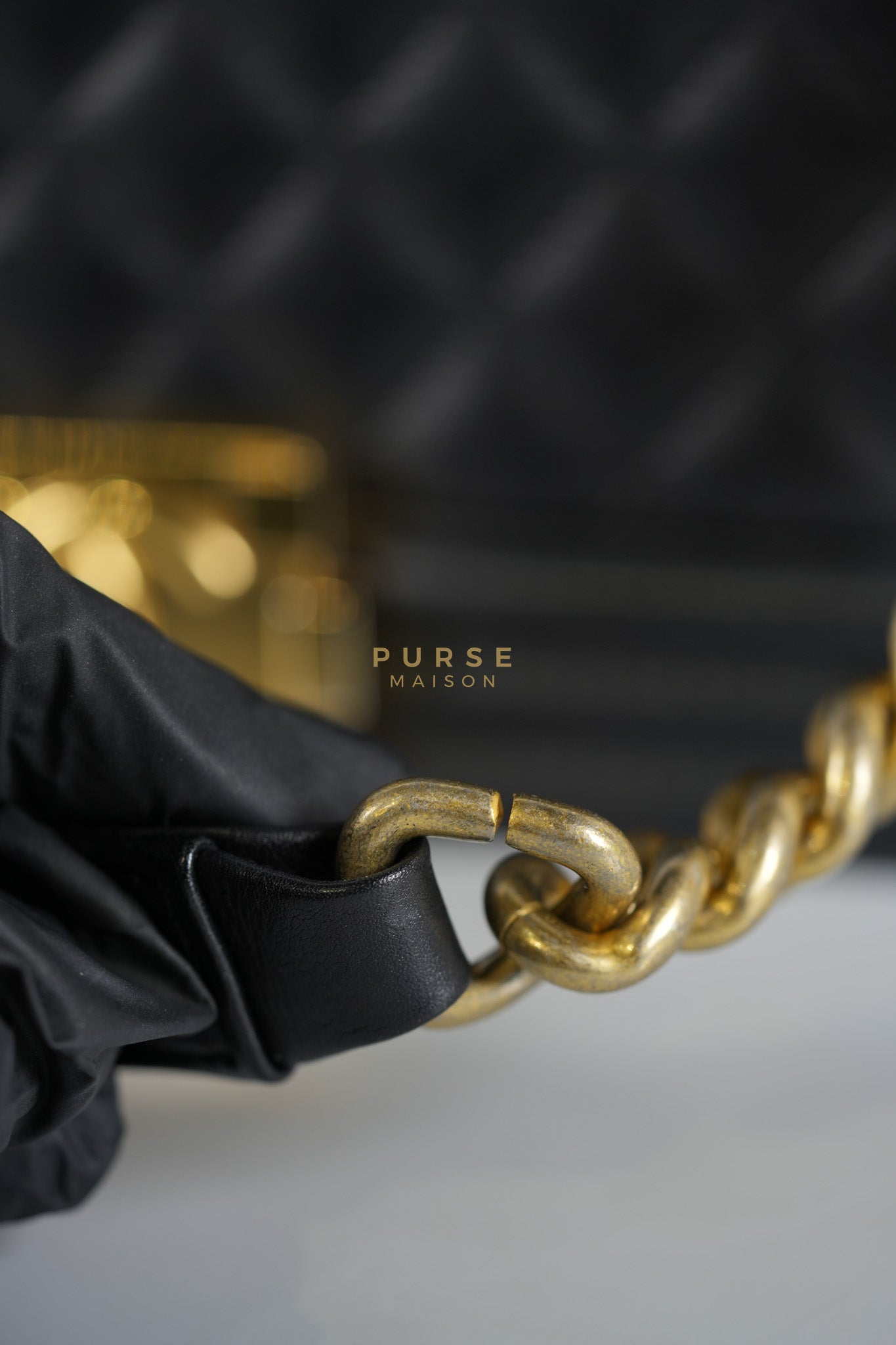 Boy New Medium in Black Quilted Lambskin Leather and Aged Gold Hardware Series 20 | Purse Maison Luxury Bags Shop