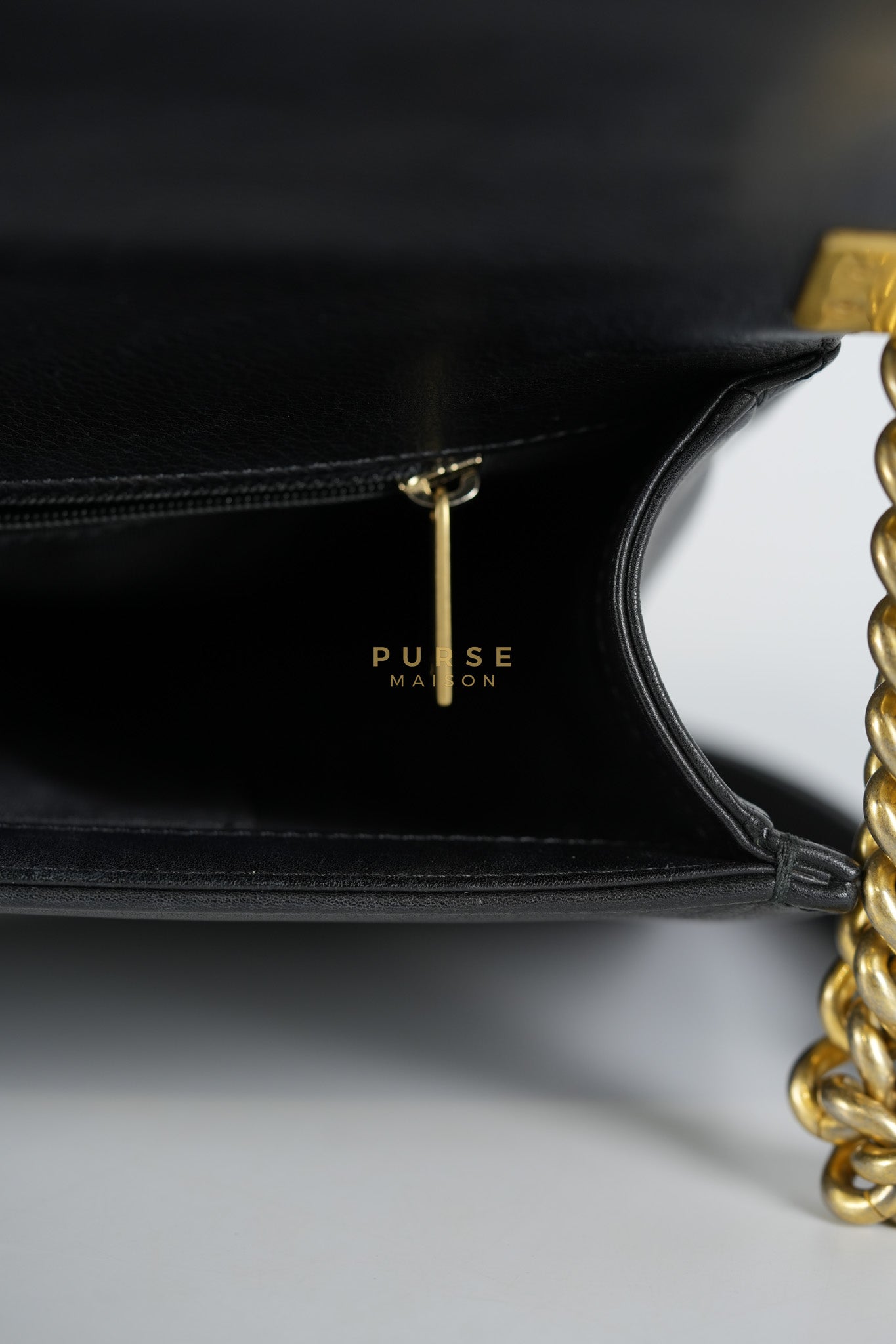 Boy New Medium in Black Quilted Lambskin Leather and Aged Gold Hardware Series 20 | Purse Maison Luxury Bags Shop