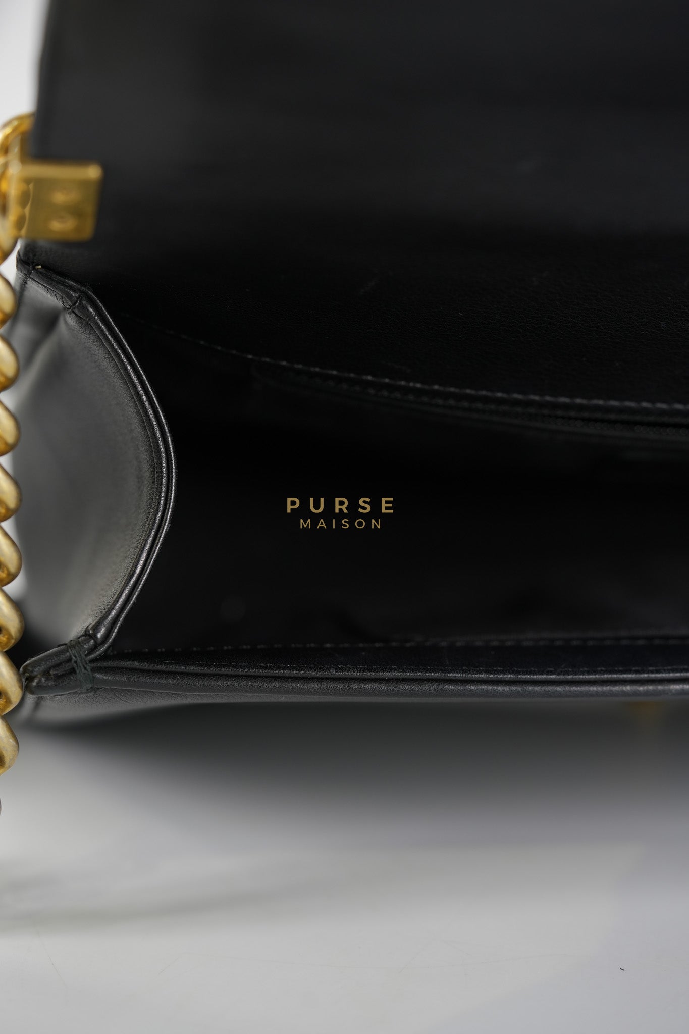 Boy New Medium in Black Quilted Lambskin Leather and Aged Gold Hardware Series 20 | Purse Maison Luxury Bags Shop