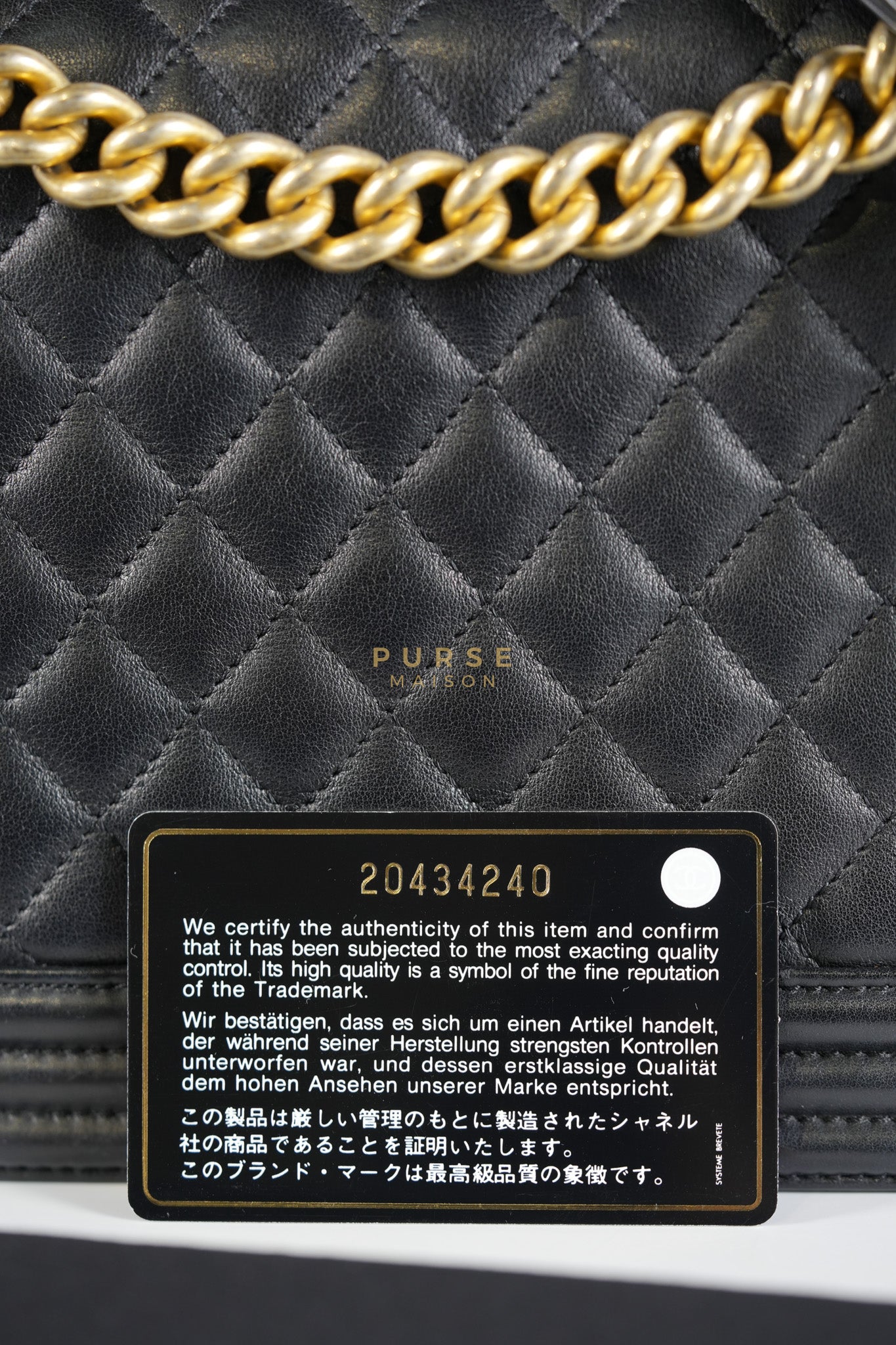 Boy New Medium in Black Quilted Lambskin Leather and Aged Gold Hardware Series 20 | Purse Maison Luxury Bags Shop