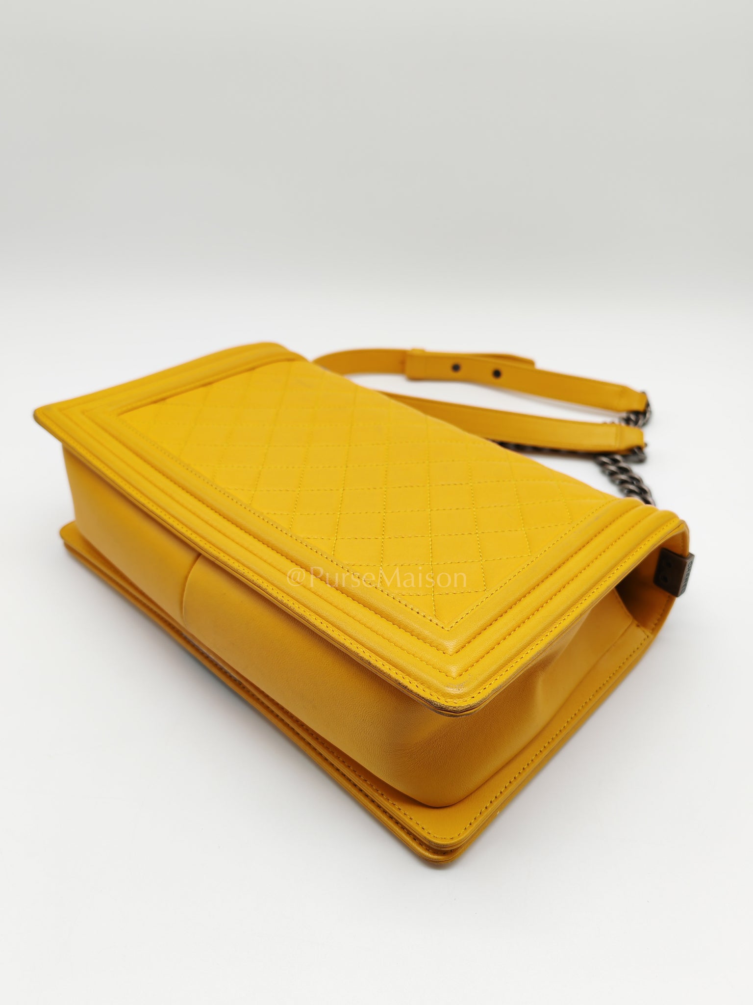 Boy New Medium in Yellow Quilted Lambskin Leather and Ruthenium Hardware Series 20 | Purse Maison Luxury Bags Shop