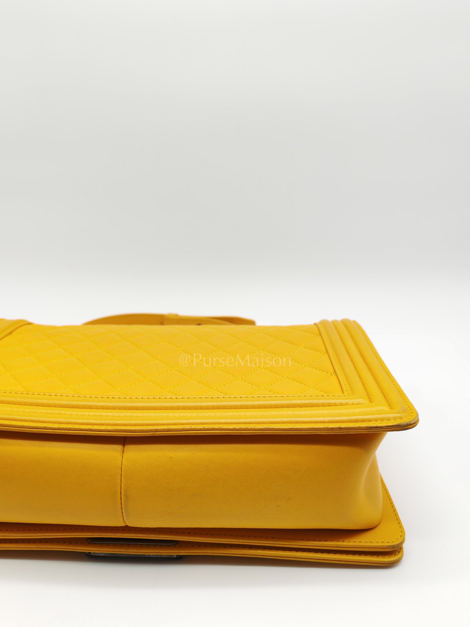 Boy New Medium in Yellow Quilted Lambskin Leather and Ruthenium Hardware Series 20 | Purse Maison Luxury Bags Shop