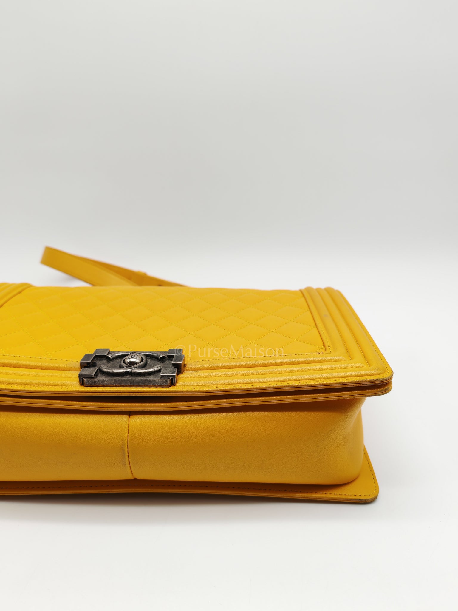 Boy New Medium in Yellow Quilted Lambskin Leather and Ruthenium Hardware Series 20 | Purse Maison Luxury Bags Shop