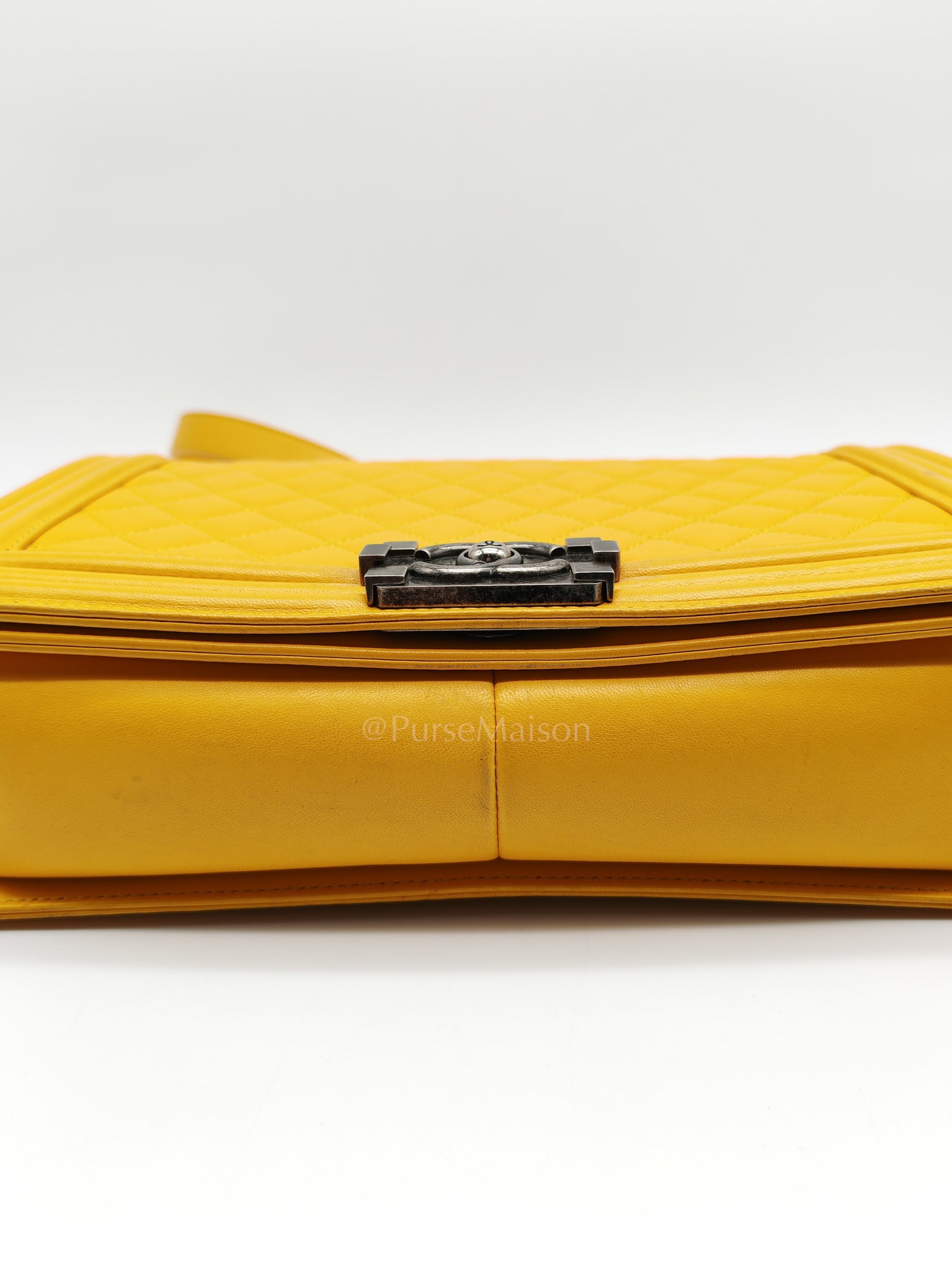 Boy New Medium in Yellow Quilted Lambskin Leather and Ruthenium Hardware Series 20 | Purse Maison Luxury Bags Shop