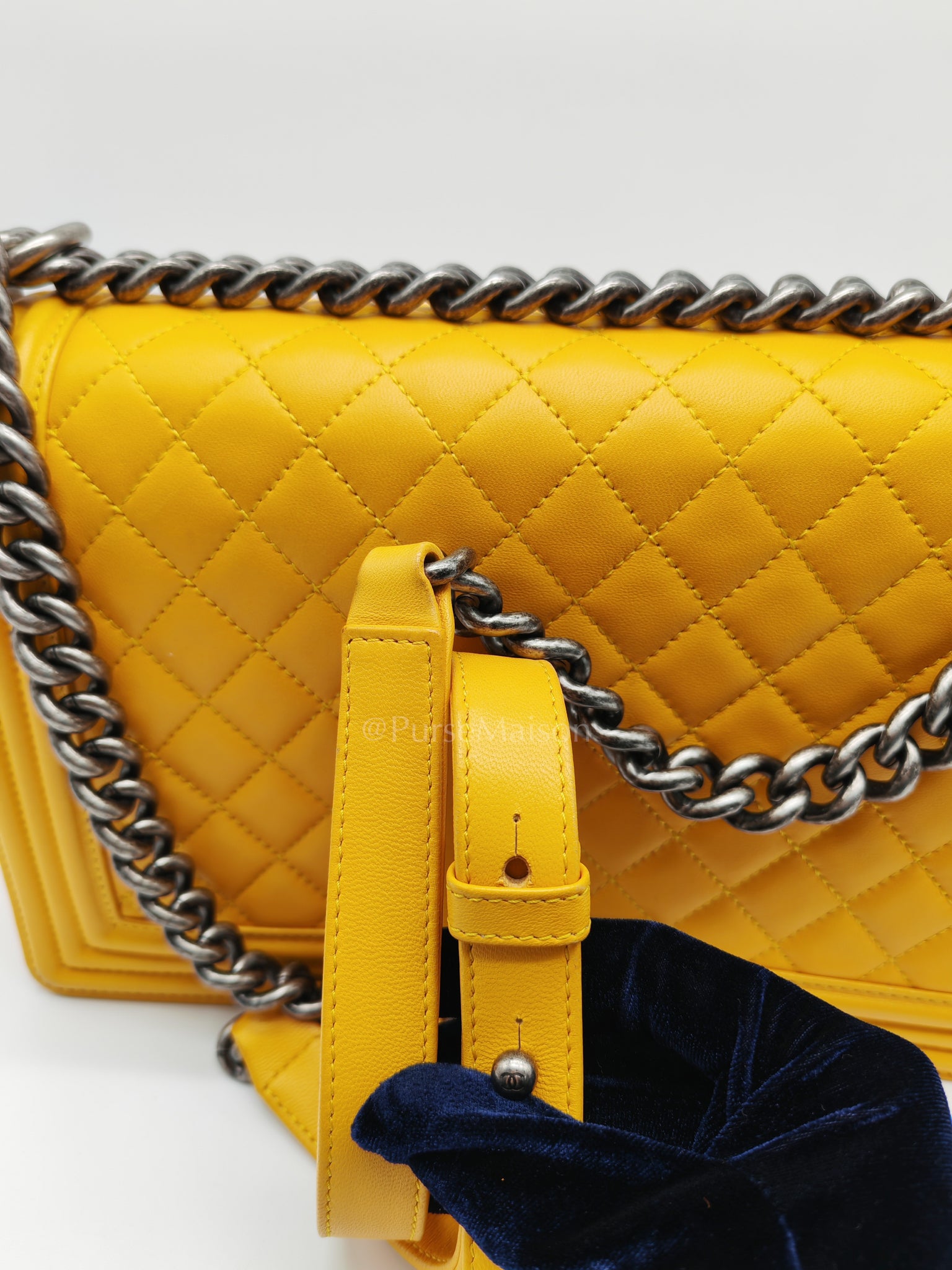 Boy New Medium in Yellow Quilted Lambskin Leather and Ruthenium Hardware Series 20 | Purse Maison Luxury Bags Shop