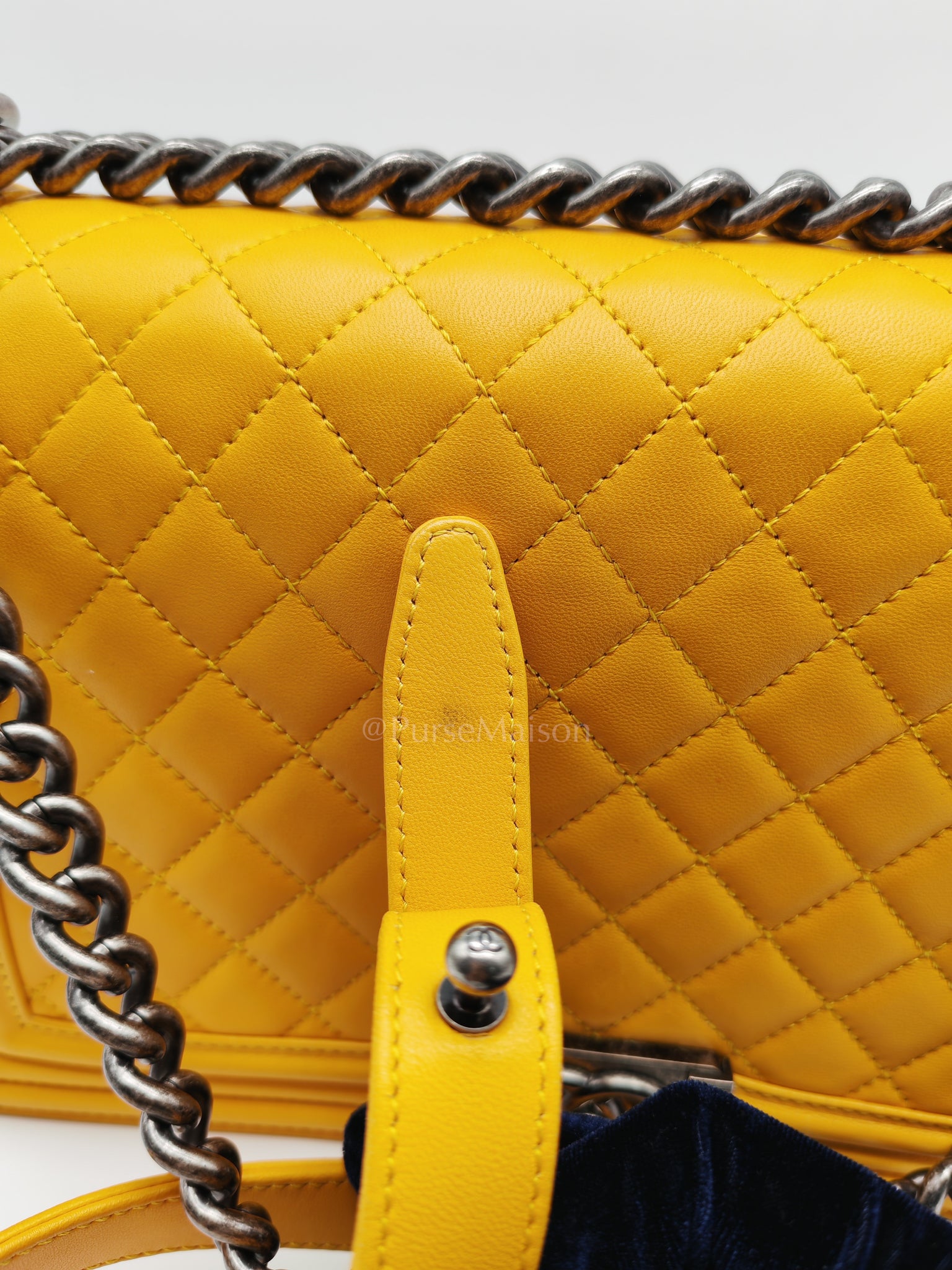 Boy New Medium in Yellow Quilted Lambskin Leather and Ruthenium Hardware Series 20 | Purse Maison Luxury Bags Shop