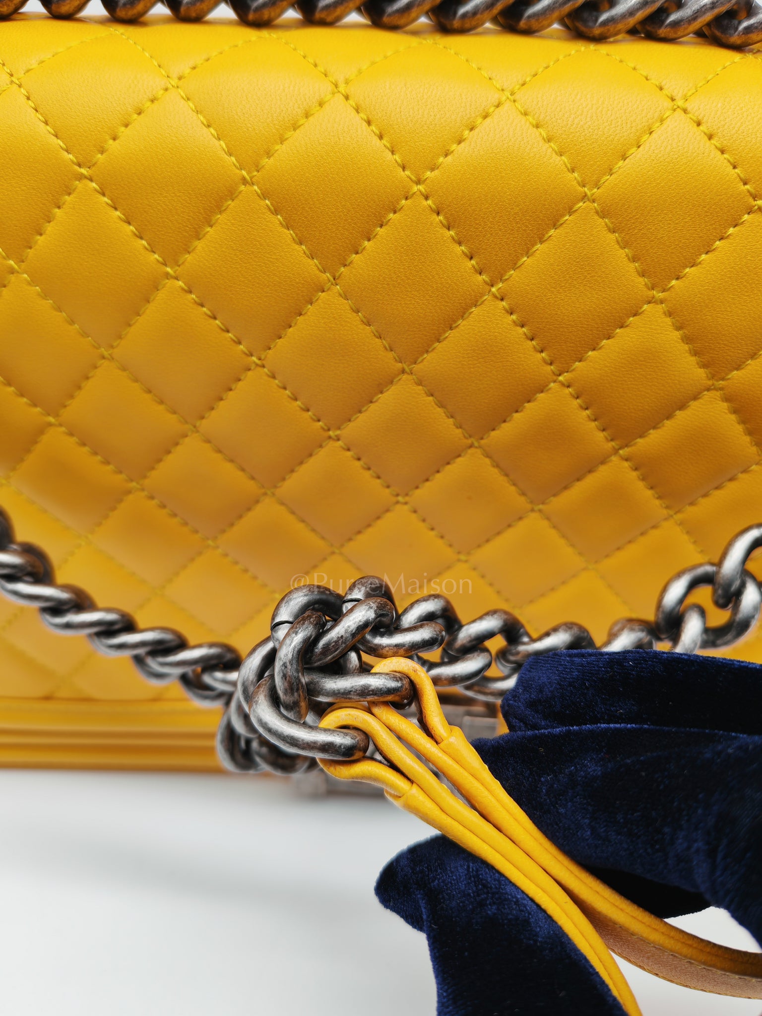 Boy New Medium in Yellow Quilted Lambskin Leather and Ruthenium Hardware Series 20 | Purse Maison Luxury Bags Shop