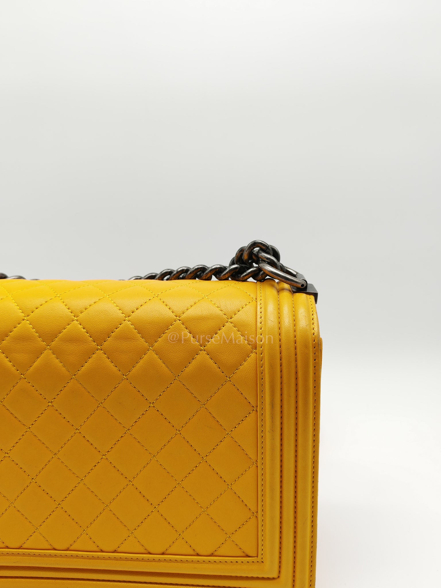 Boy New Medium in Yellow Quilted Lambskin Leather and Ruthenium Hardware Series 20 | Purse Maison Luxury Bags Shop
