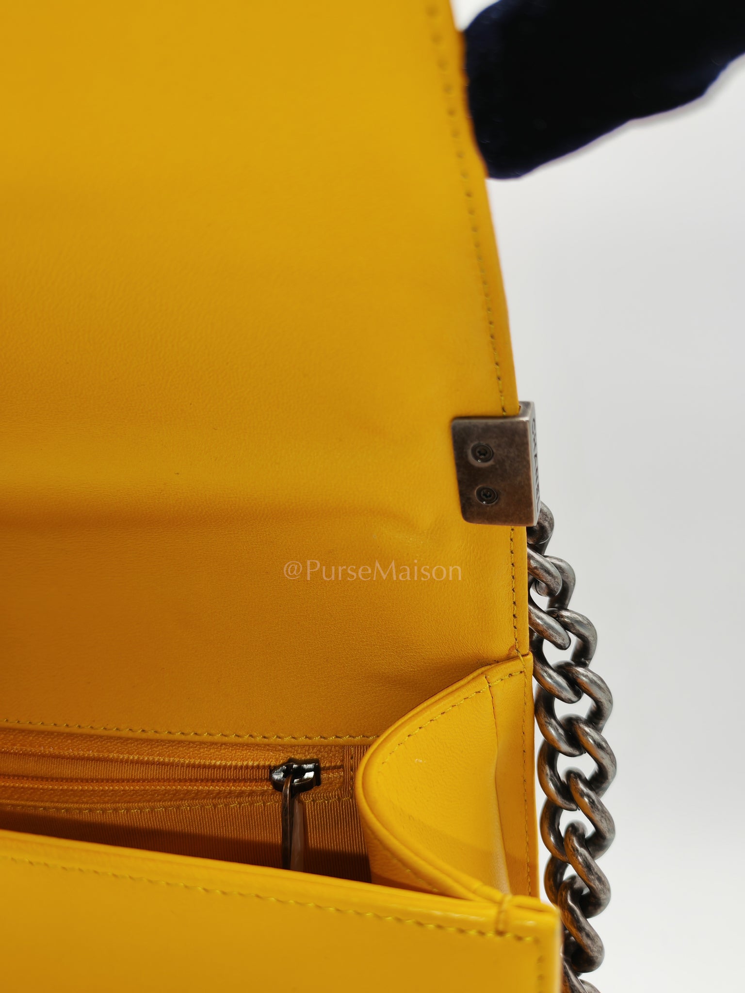 Boy New Medium in Yellow Quilted Lambskin Leather and Ruthenium Hardware Series 20 | Purse Maison Luxury Bags Shop