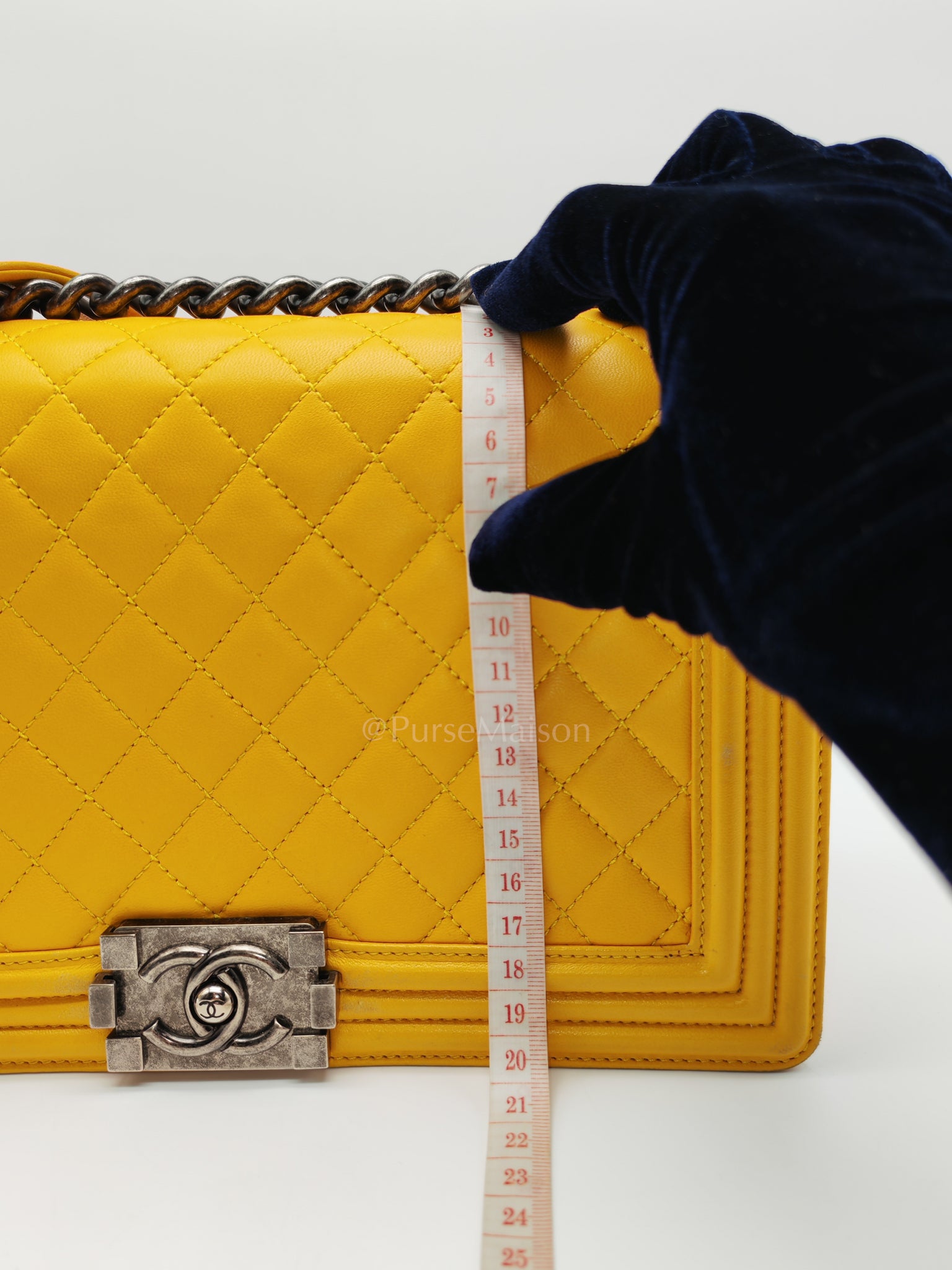Boy New Medium in Yellow Quilted Lambskin Leather and Ruthenium Hardware Series 20 | Purse Maison Luxury Bags Shop