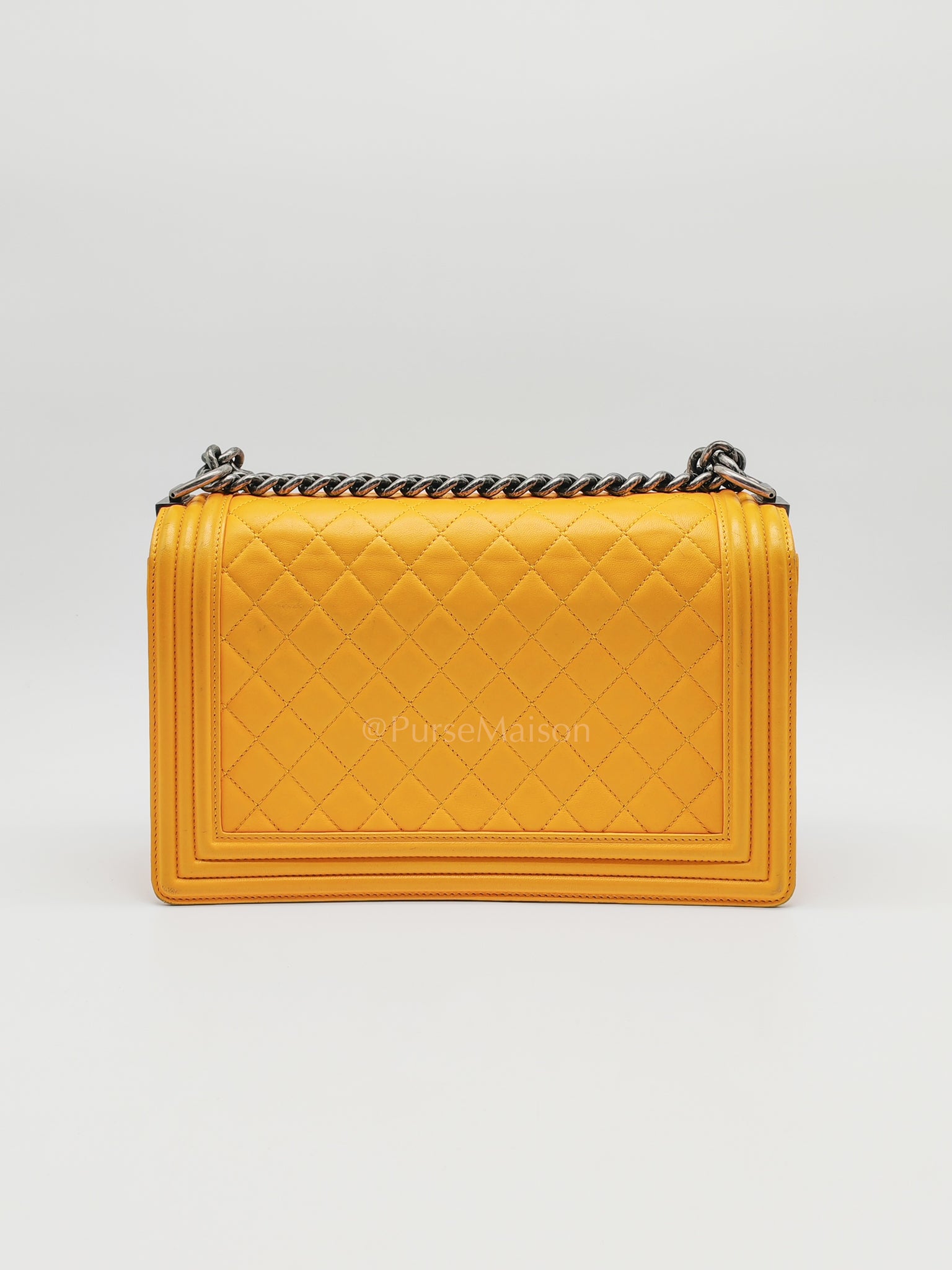 Boy New Medium in Yellow Quilted Lambskin Leather and Ruthenium Hardware Series 20 | Purse Maison Luxury Bags Shop