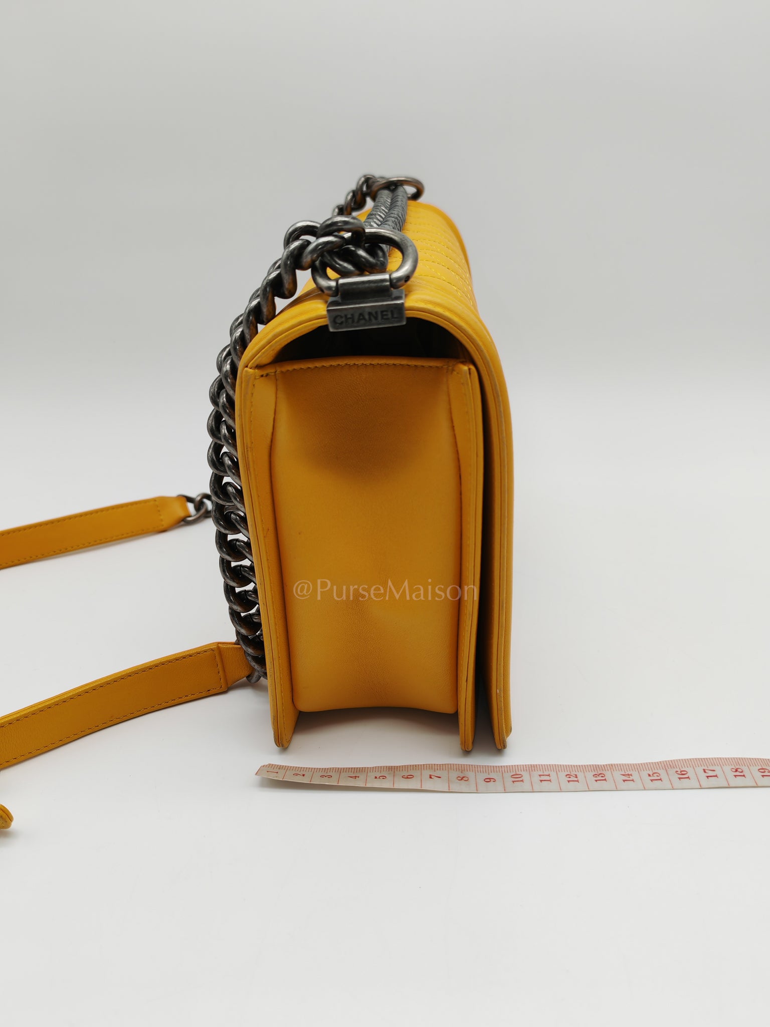 Boy New Medium in Yellow Quilted Lambskin Leather and Ruthenium Hardware Series 20 | Purse Maison Luxury Bags Shop