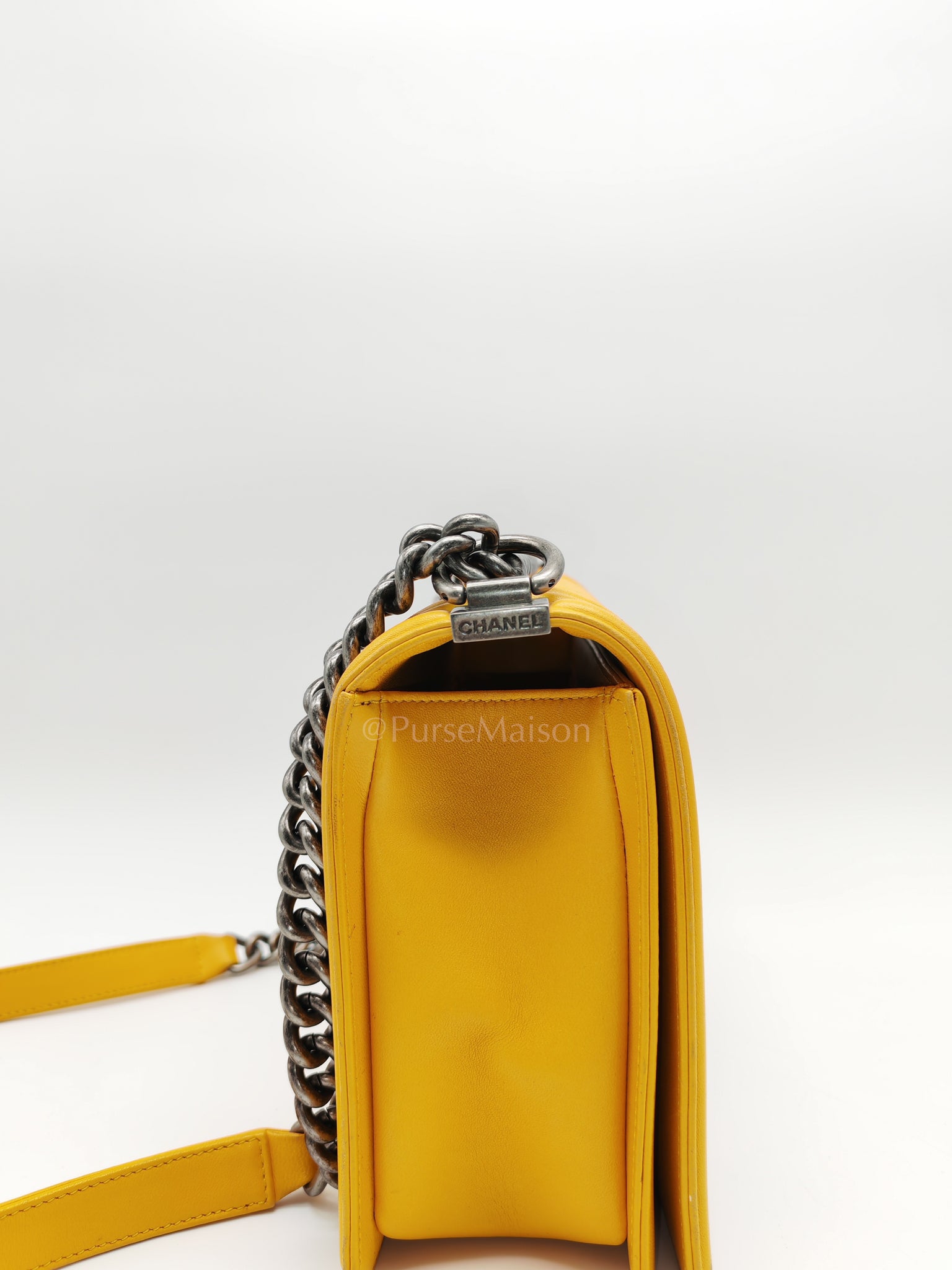 Boy New Medium in Yellow Quilted Lambskin Leather and Ruthenium Hardware Series 20 | Purse Maison Luxury Bags Shop