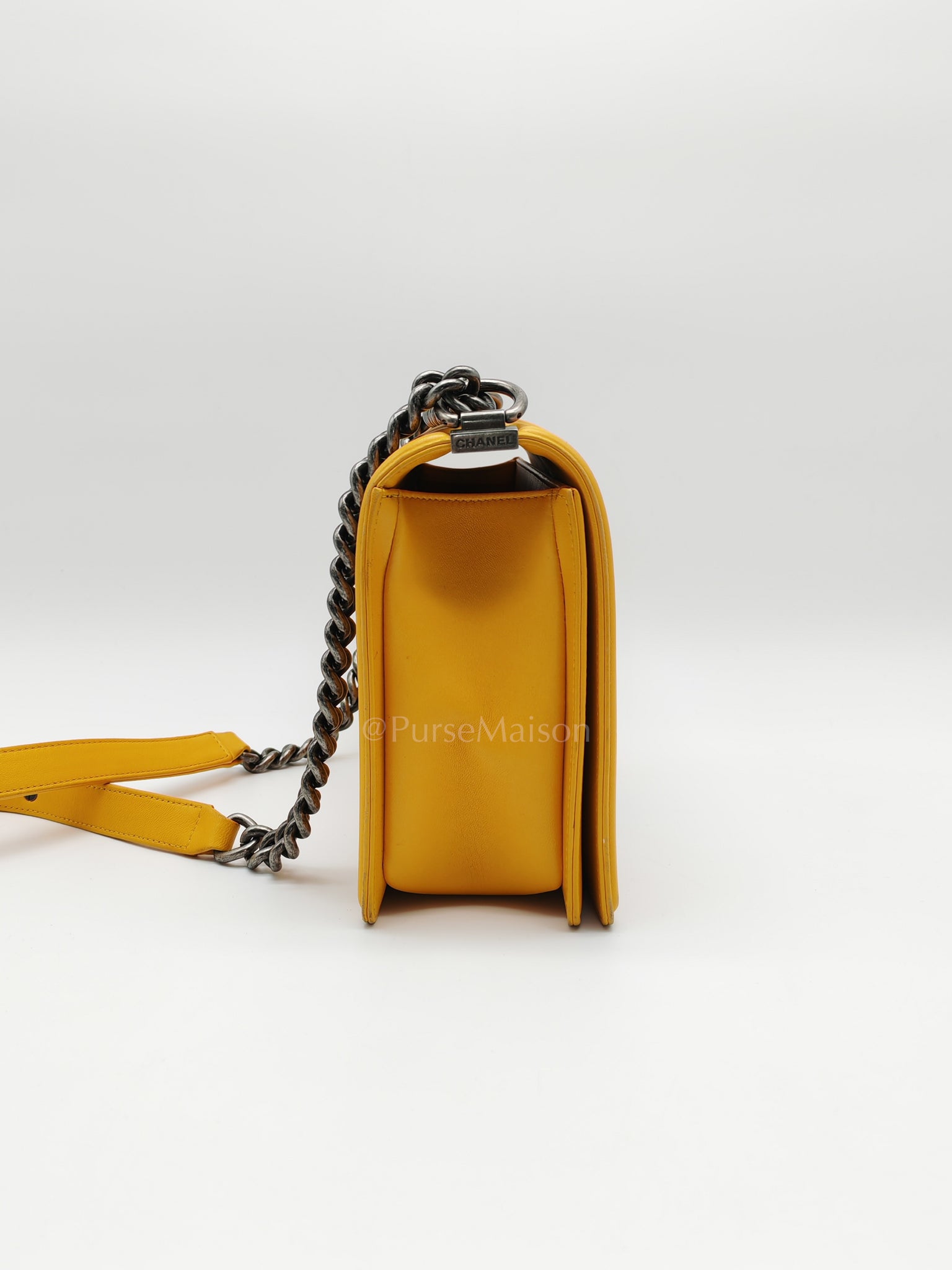 Boy New Medium in Yellow Quilted Lambskin Leather and Ruthenium Hardware Series 20 | Purse Maison Luxury Bags Shop