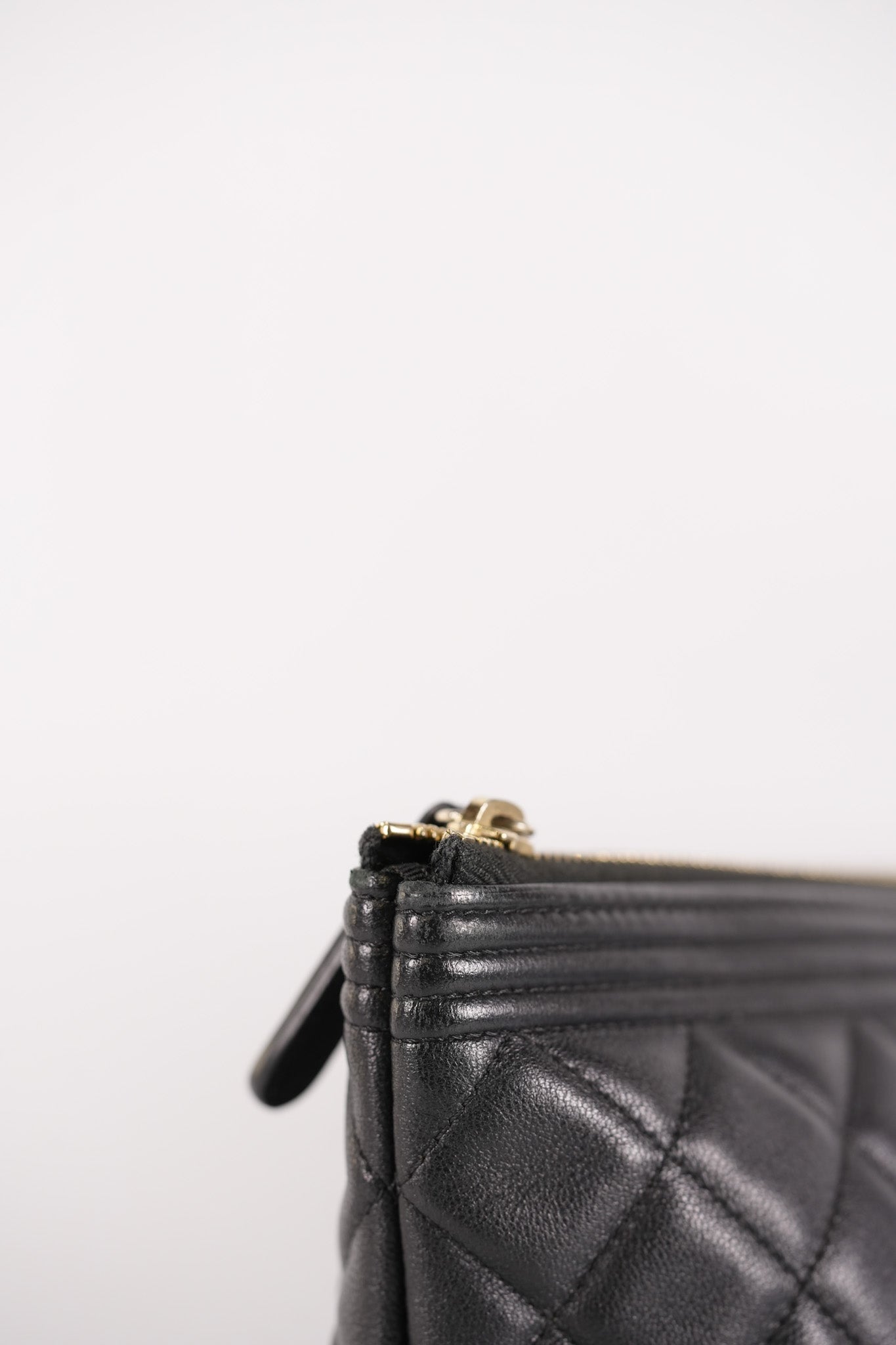 Boy O Case Clutch Bag in Black Quilted Calfskin Leather & Light Gold Hardware Series 26 | Purse Maison Luxury Bags Shop