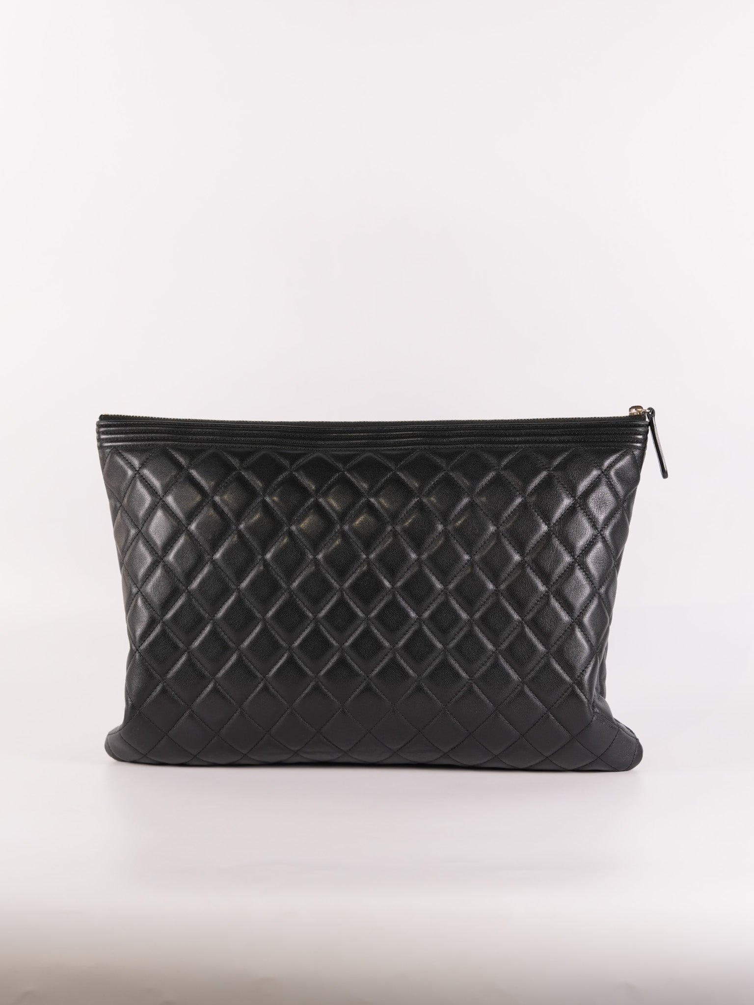 Boy O Case Clutch Bag in Black Quilted Calfskin Leather & Light Gold Hardware Series 26 | Purse Maison Luxury Bags Shop
