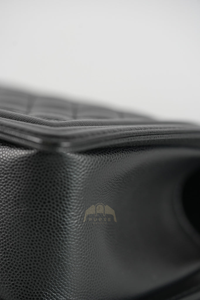 Boy Old Medium Black Caviar Leather in Aged Gold Hardware (Microchip) | Purse Maison Luxury Bags Shop