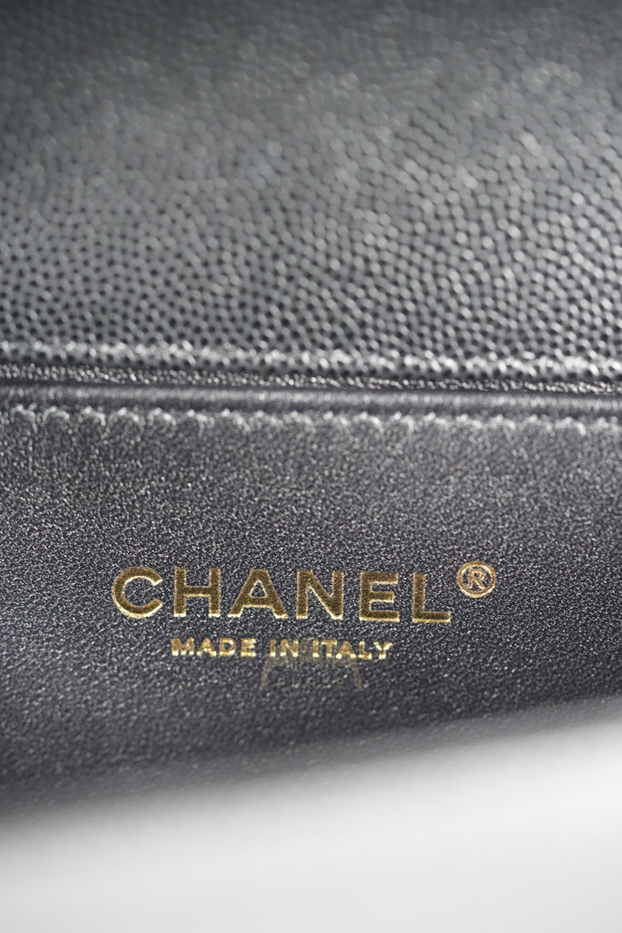 Boy Old Medium Black Caviar Leather in Aged Gold Hardware (Microchip) | Purse Maison Luxury Bags Shop