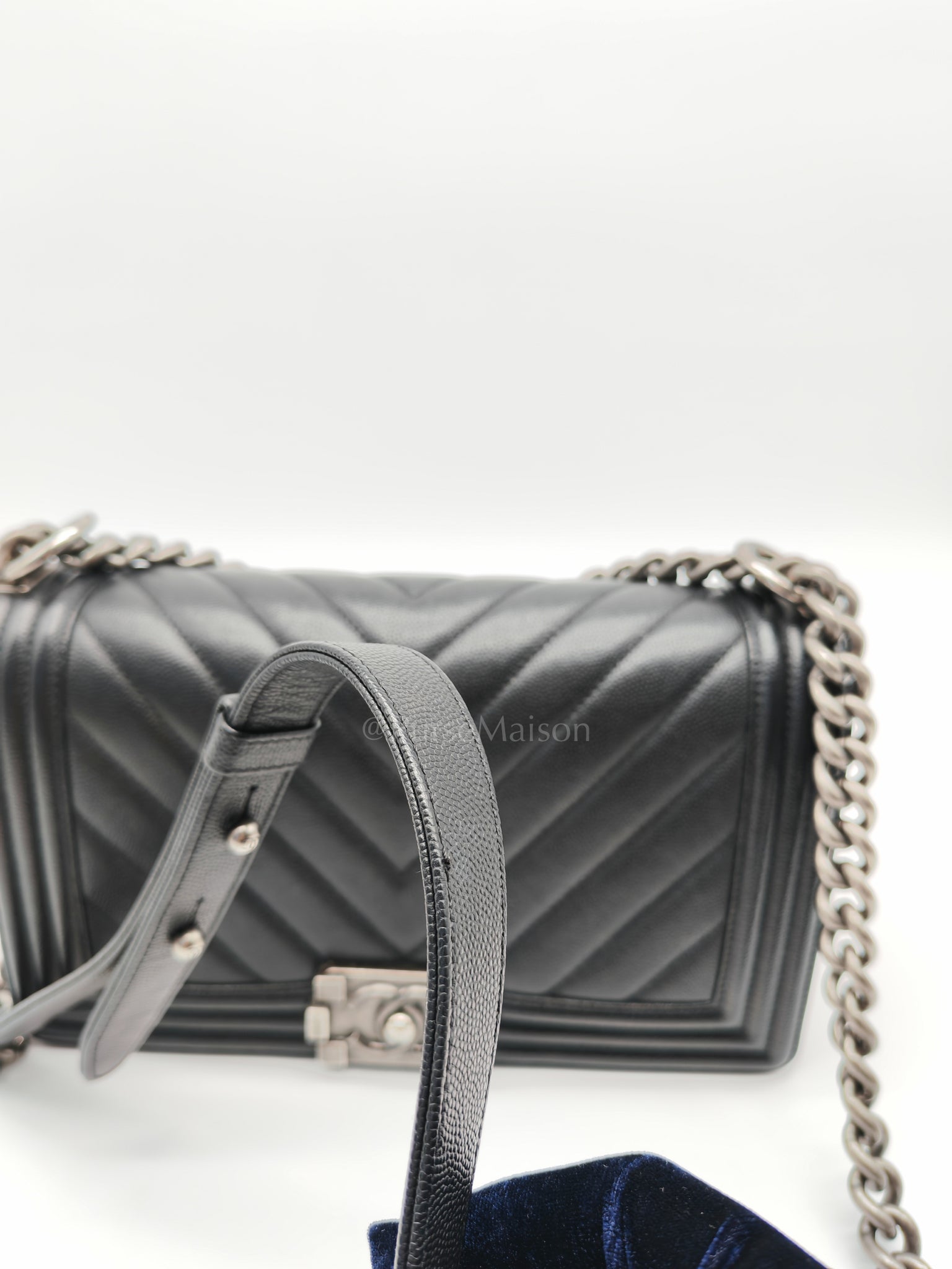 Boy Old Medium Chevron in Black Caviar Leather and Ruthenium Hardware Series 24 | Purse Maison Luxury Bags Shop