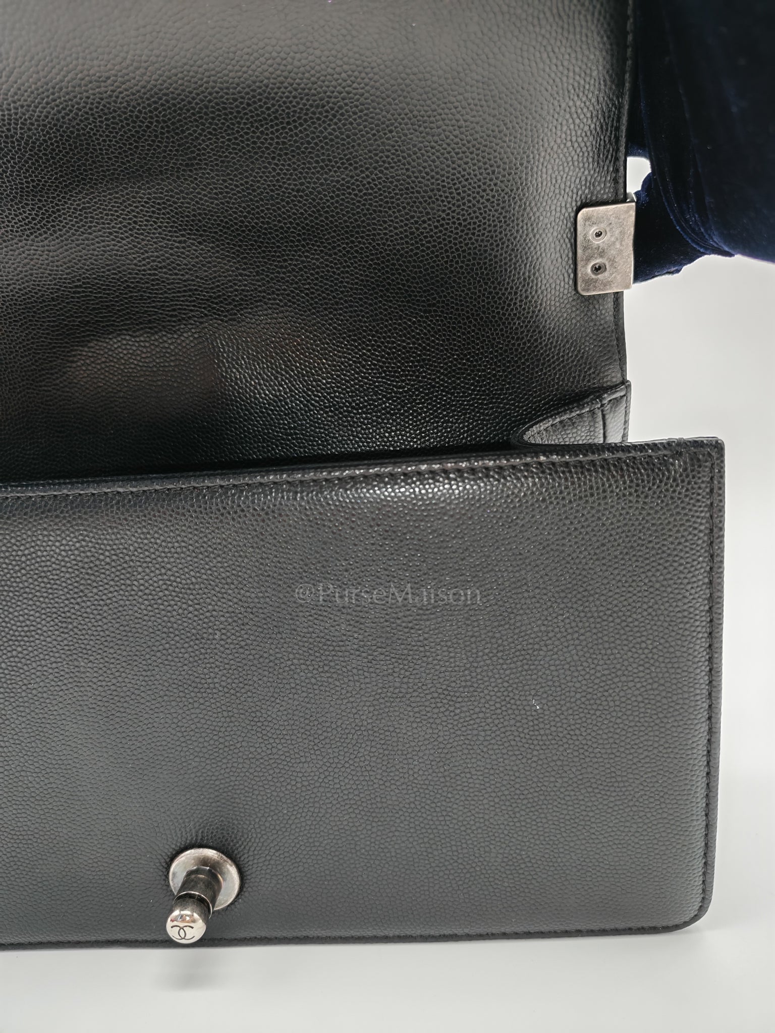 Boy Old Medium Chevron in Black Caviar Leather and Ruthenium Hardware Series 24 | Purse Maison Luxury Bags Shop