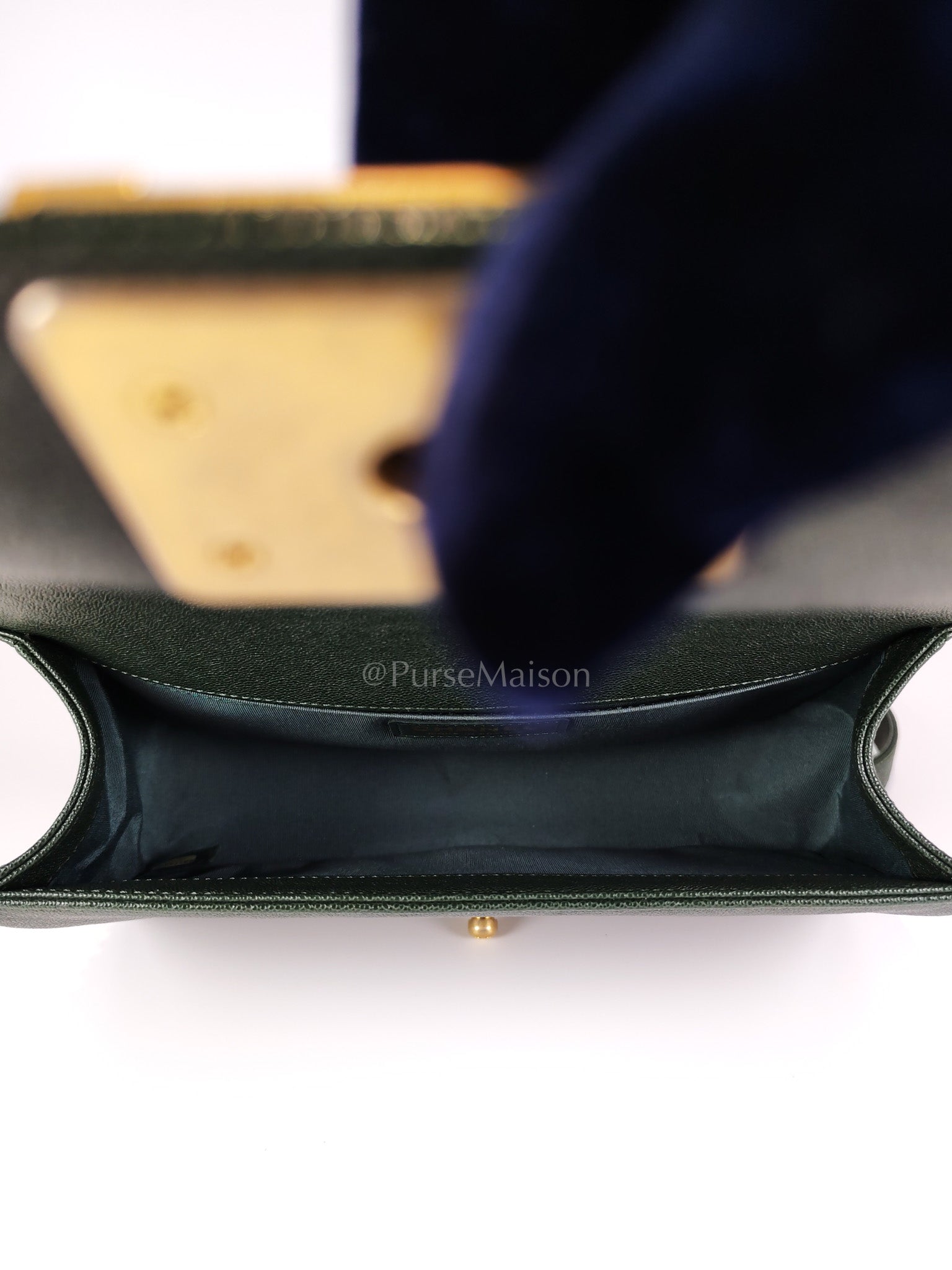 Boy Old Medium Chevron in Green Calfskin Leather and Aged Gold Hardware Series 26 | Purse Maison Luxury Bags Shop