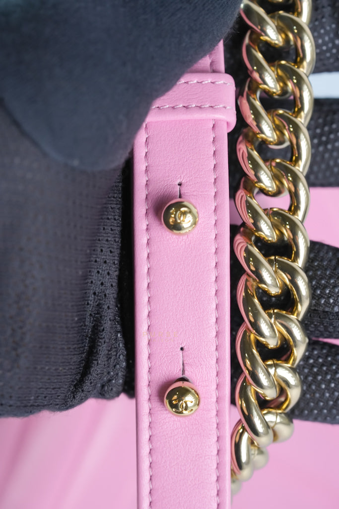 Boy Old Medium Chevron in Lambskin Leather and Light Gold Hardware (Microchip) | Purse Maison Luxury Bags Shop