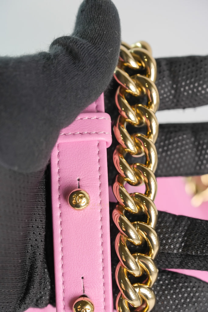 Boy Old Medium Chevron in Lambskin Leather and Light Gold Hardware (Microchip) | Purse Maison Luxury Bags Shop