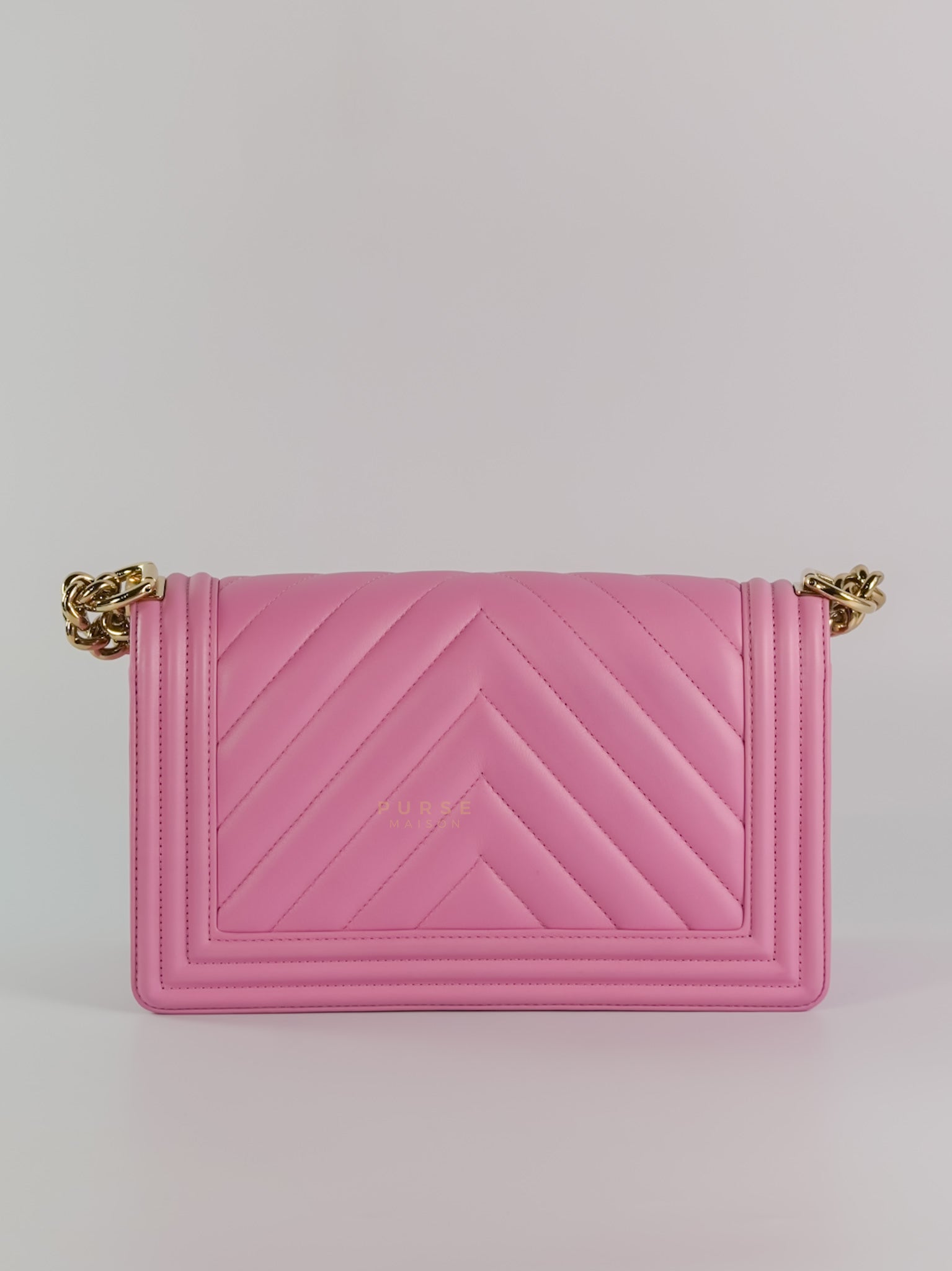 Boy Old Medium Chevron in Lambskin Leather and Light Gold Hardware (Microchip) | Purse Maison Luxury Bags Shop