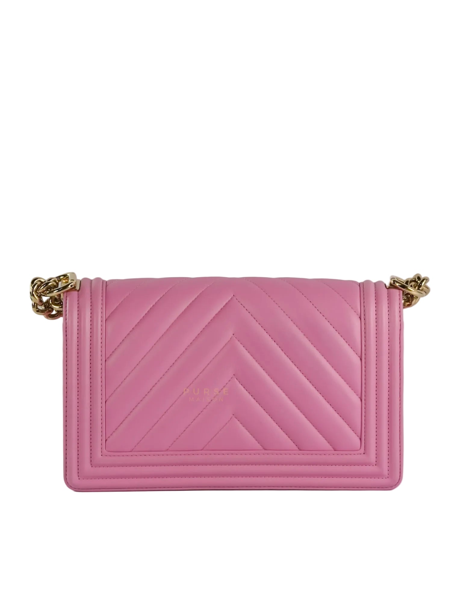Boy Old Medium Chevron in Lambskin Leather and Light Gold Hardware (Microchip) | Purse Maison Luxury Bags Shop