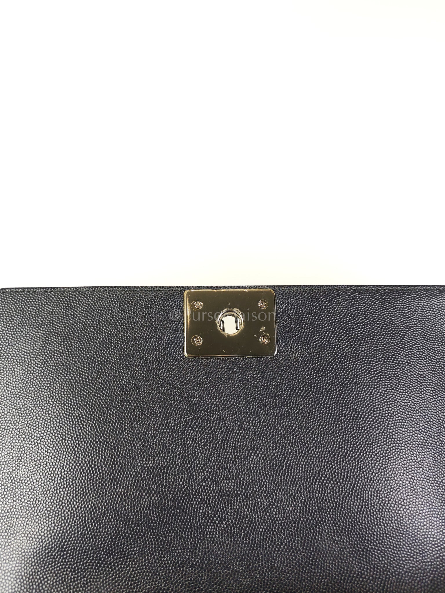 Boy Old Medium Chevron in Navy Blue Caviar Leather and Silver Hardware Series 25 | Purse Maison Luxury Bags Shop