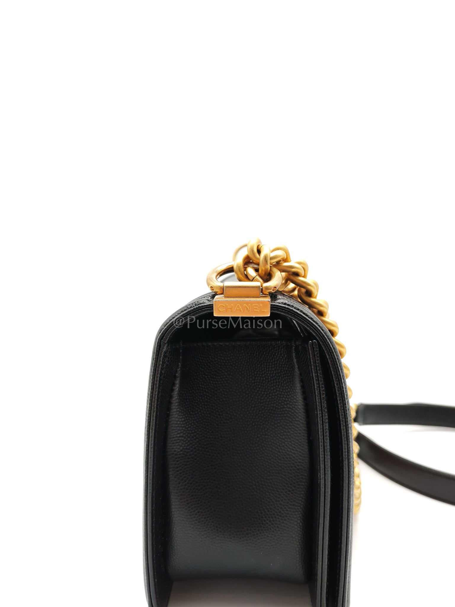Boy Old Medium in Black Caviar Leather Aged Gold Hardware (Series 29) | Purse Maison Luxury Bags Shop