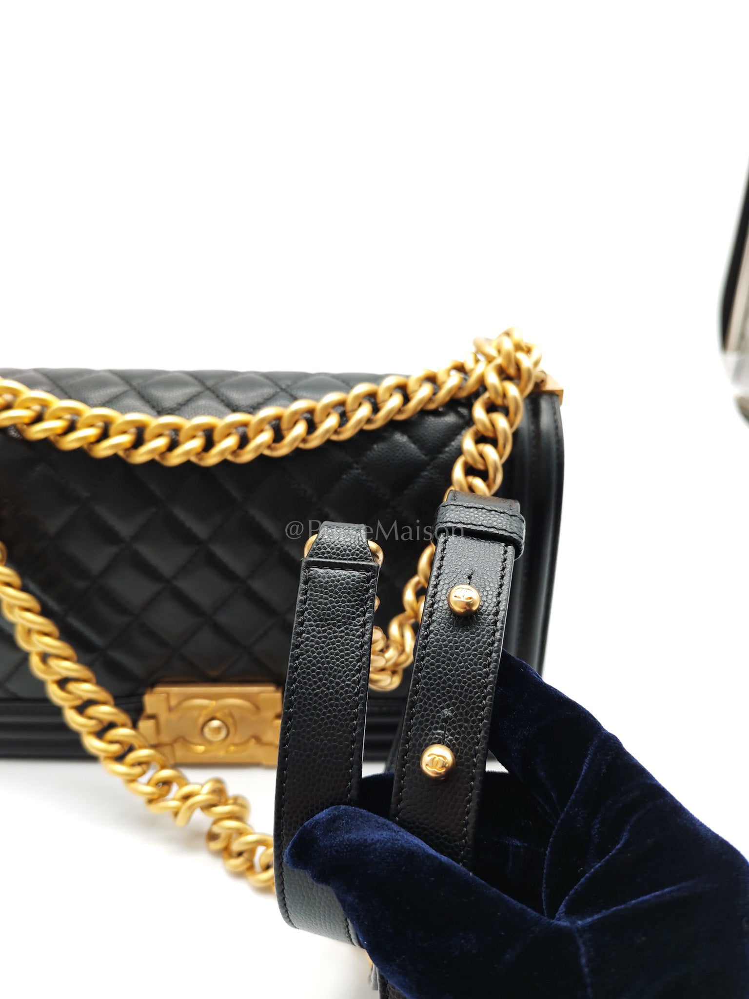 Boy Old Medium in Black Caviar Leather Aged Gold Hardware (Series 29) | Purse Maison Luxury Bags Shop