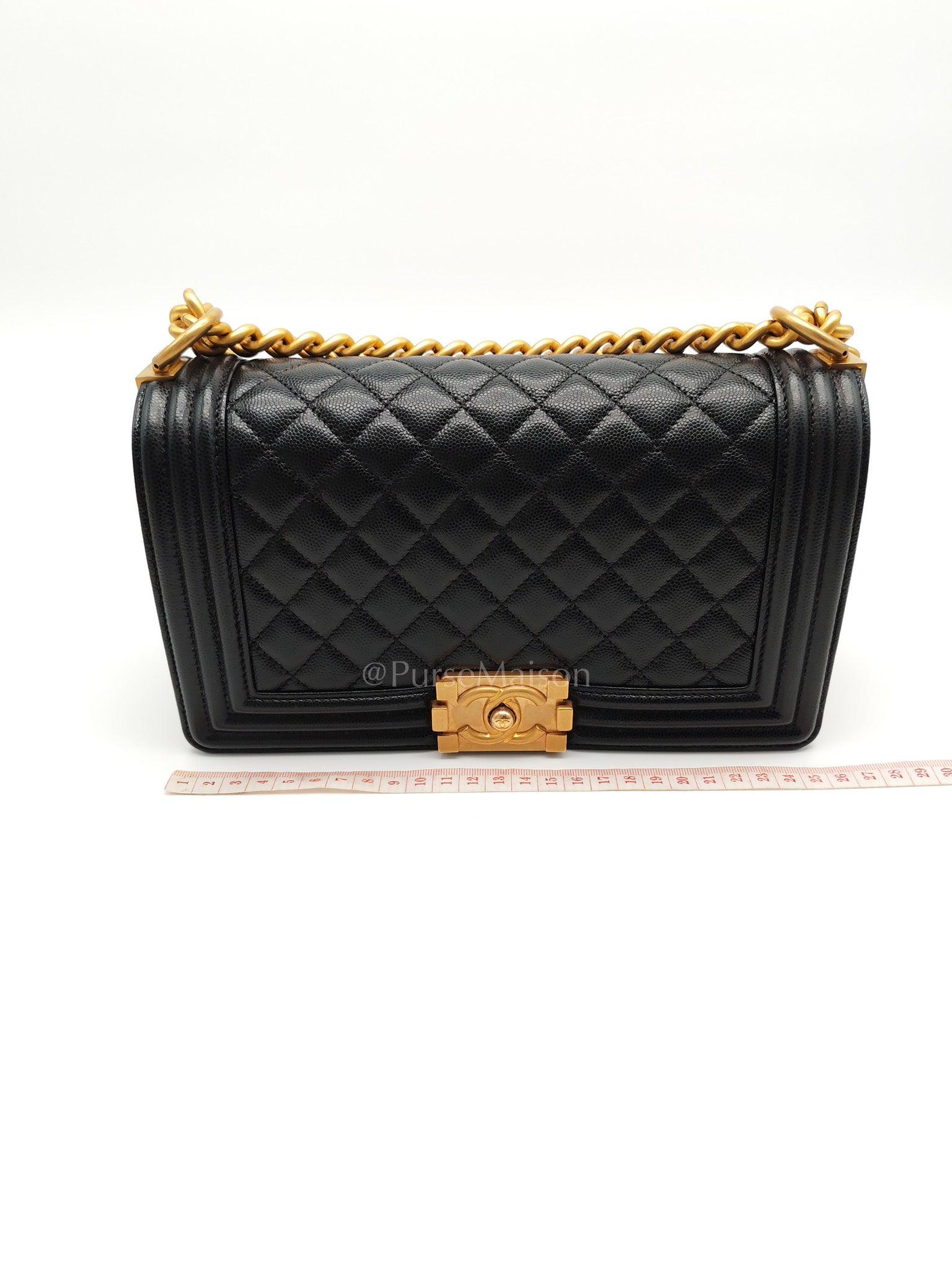 Boy Old Medium in Black Caviar Leather Aged Gold Hardware (Series 29) | Purse Maison Luxury Bags Shop