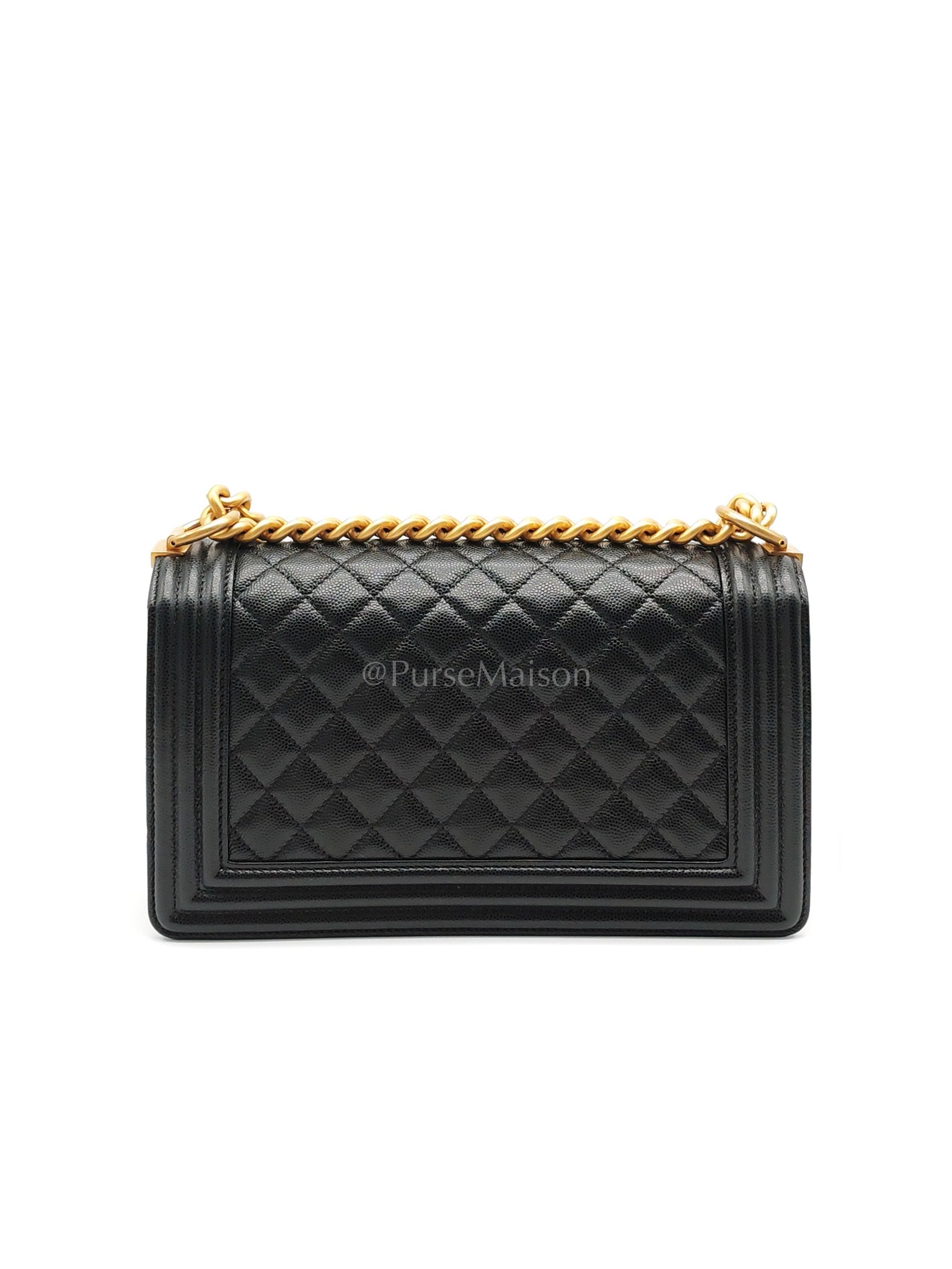 Boy Old Medium in Black Caviar Leather Aged Gold Hardware (Series 29) | Purse Maison Luxury Bags Shop