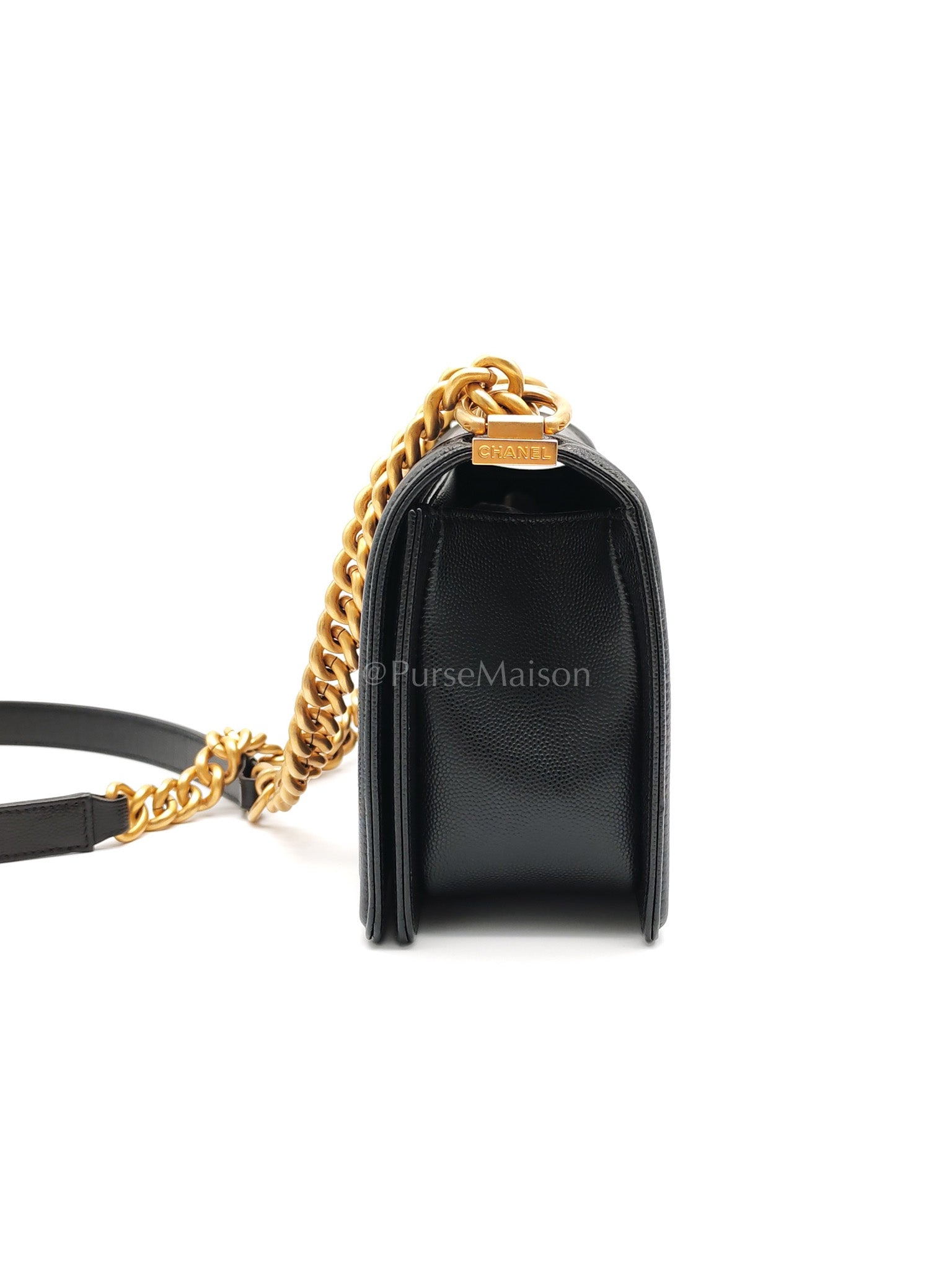 Boy Old Medium in Black Caviar Leather Aged Gold Hardware (Series 29) | Purse Maison Luxury Bags Shop