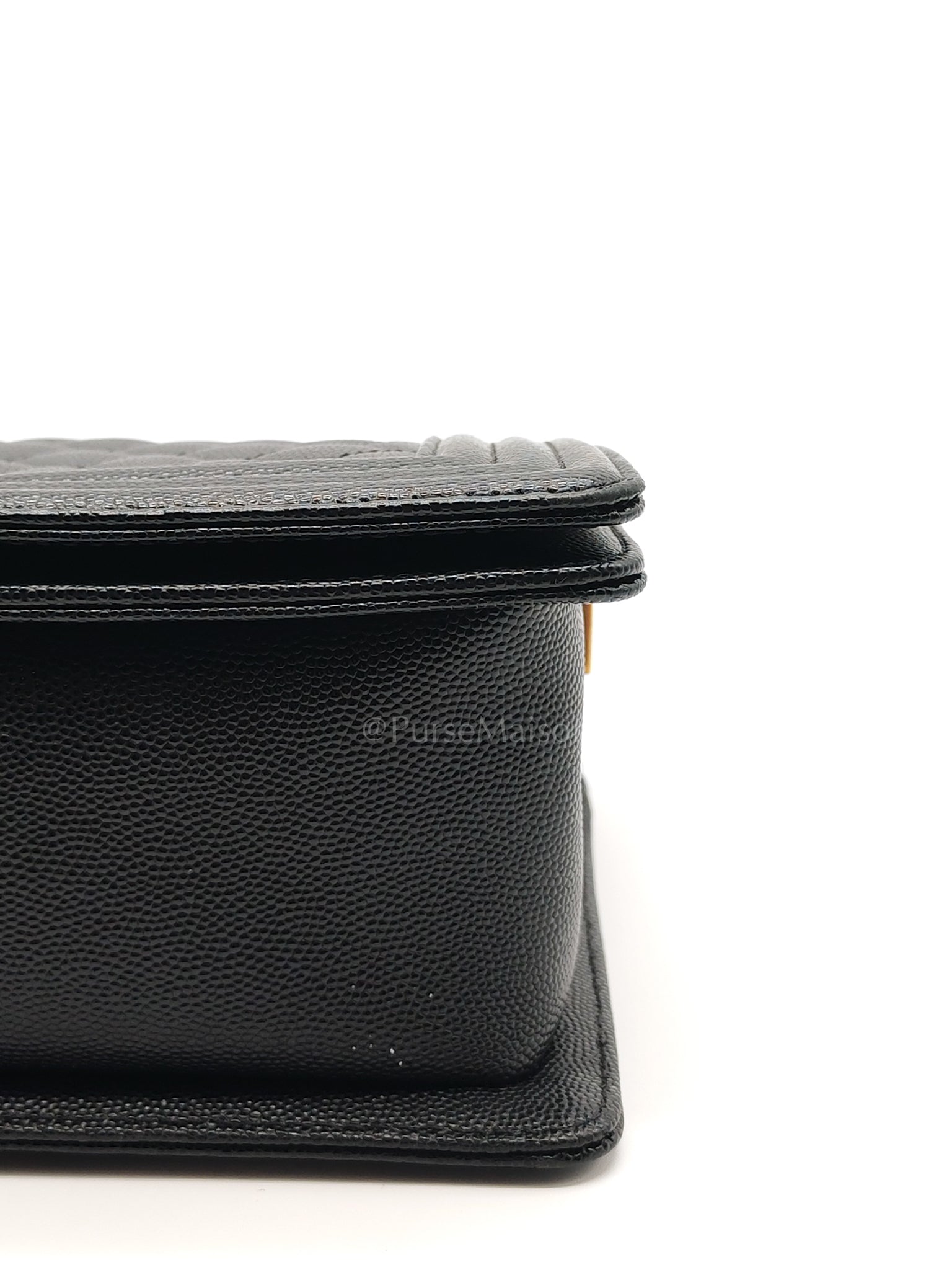 Boy Old Medium in Black Caviar Leather and Aged Gold Hardware (Microchip) | Purse Maison Luxury Bags Shop