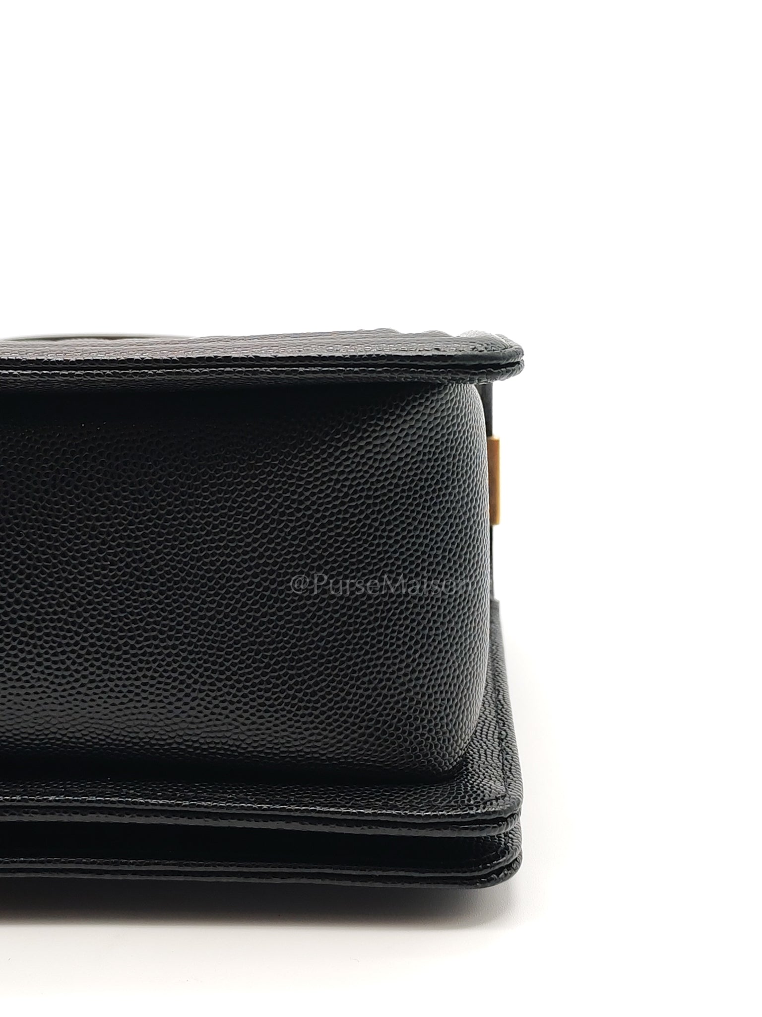 Boy Old Medium in Black Caviar Leather and Aged Gold Hardware (Microchip) | Purse Maison Luxury Bags Shop