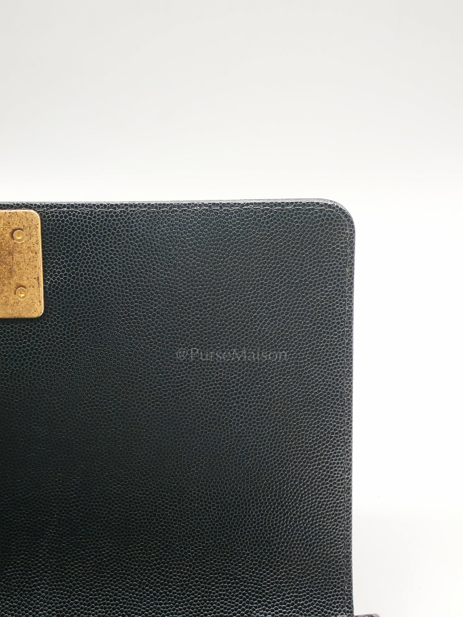 Boy Old Medium in Black Caviar Leather and Aged Gold Hardware (Microchip) | Purse Maison Luxury Bags Shop
