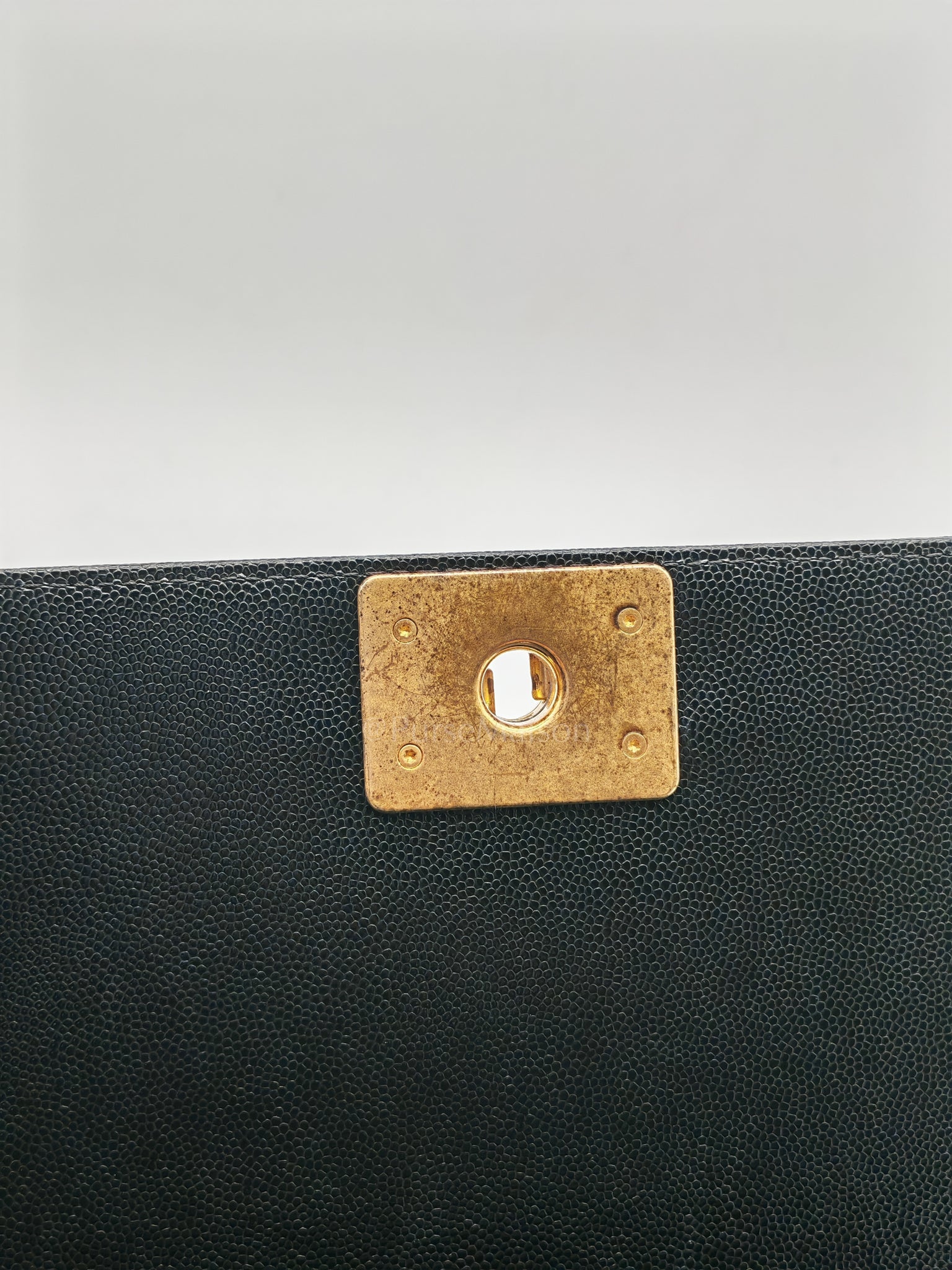 Boy Old Medium in Black Caviar Leather and Aged Gold Hardware (Microchip) | Purse Maison Luxury Bags Shop