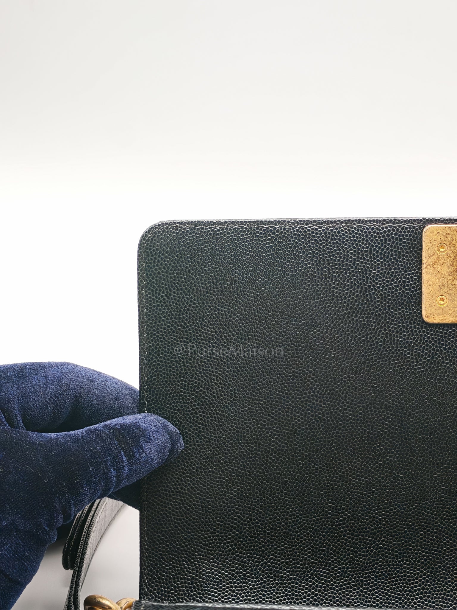 Boy Old Medium in Black Caviar Leather and Aged Gold Hardware (Microchip) | Purse Maison Luxury Bags Shop
