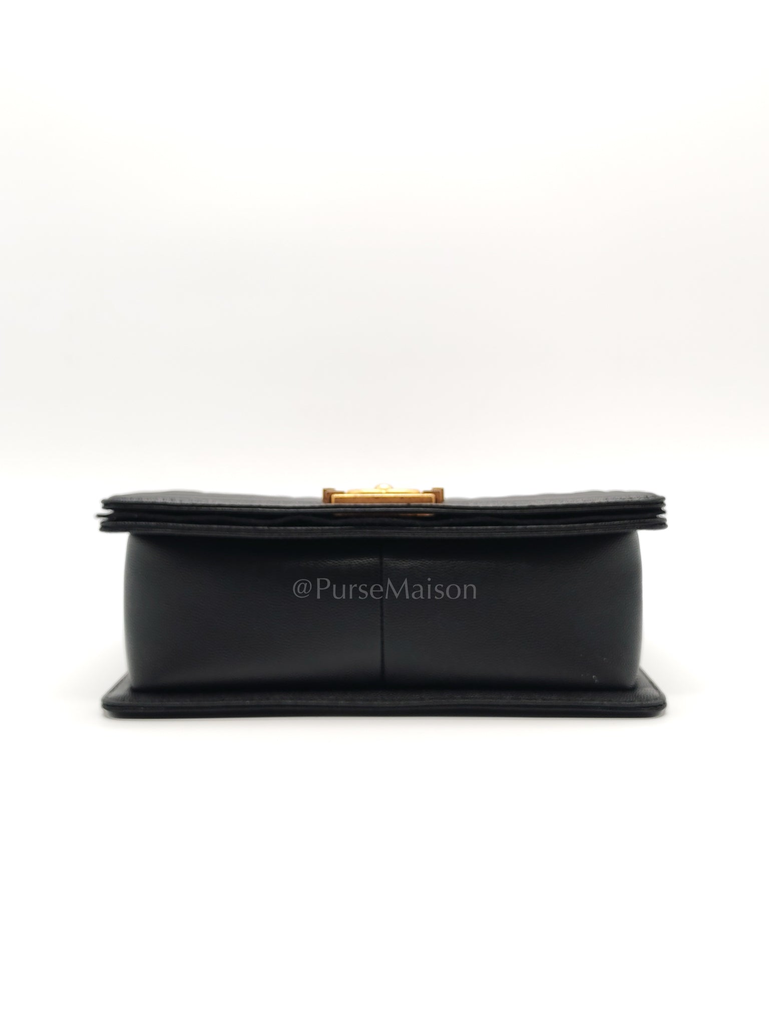 Boy Old Medium in Black Caviar Leather and Aged Gold Hardware (Microchip) | Purse Maison Luxury Bags Shop