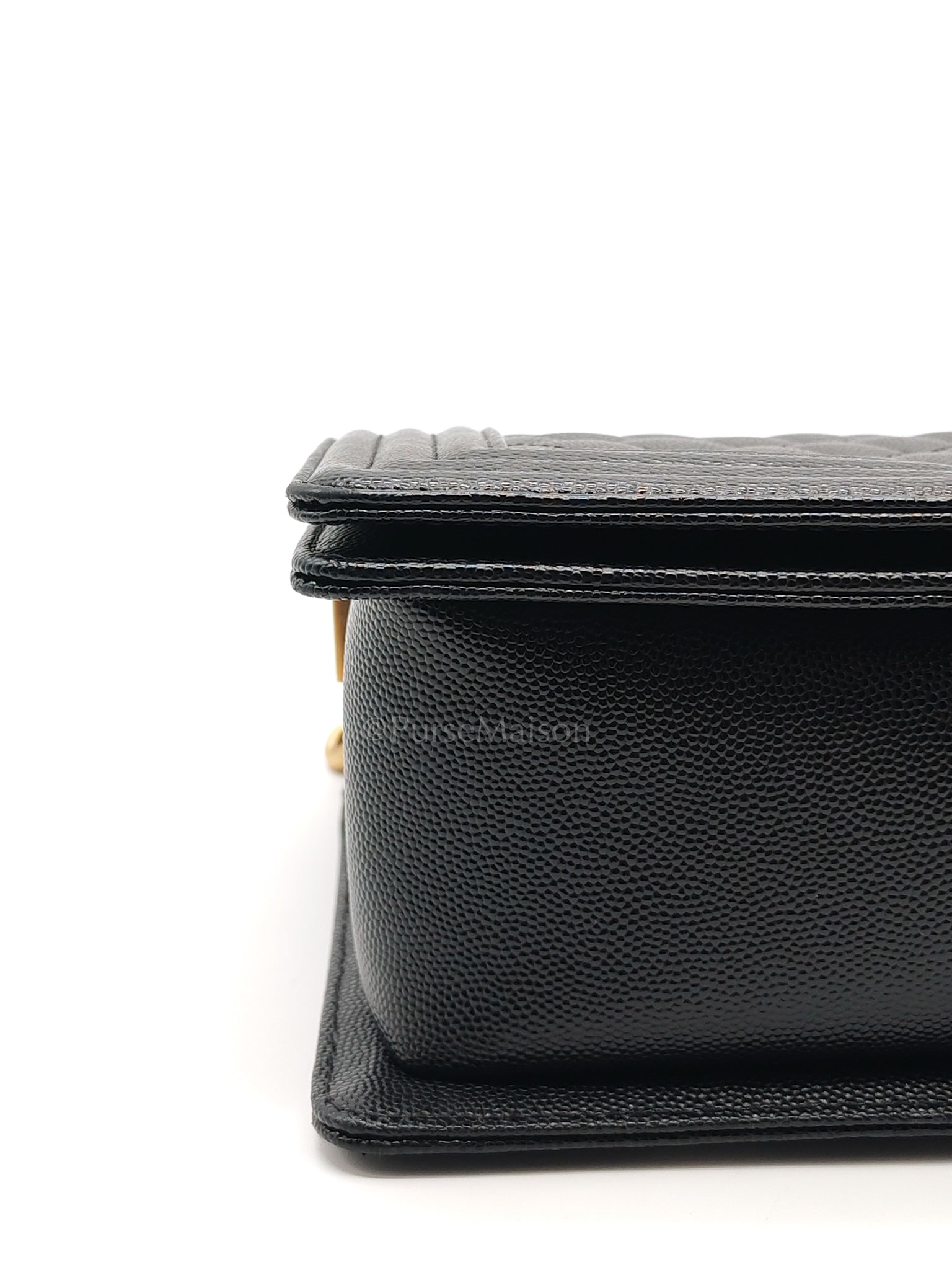 Boy Old Medium in Black Caviar Leather and Aged Gold Hardware (Microchip) | Purse Maison Luxury Bags Shop