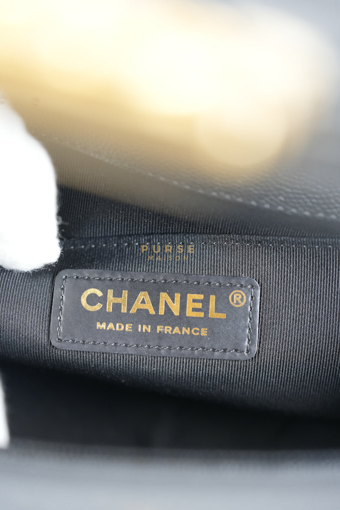 Boy Old Medium in Black Caviar Leather and Aged Gold Hardware Series 28 | Purse Maison Luxury Bags Shop