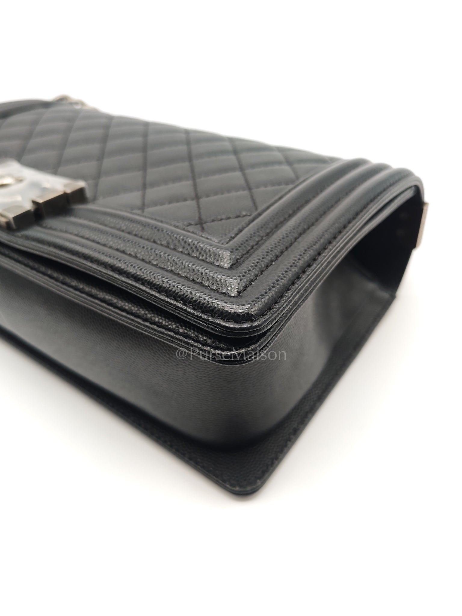 Boy Old Medium in Black Caviar Leather and Ruthenium Hardware Series 27 | Purse Maison Luxury Bags Shop