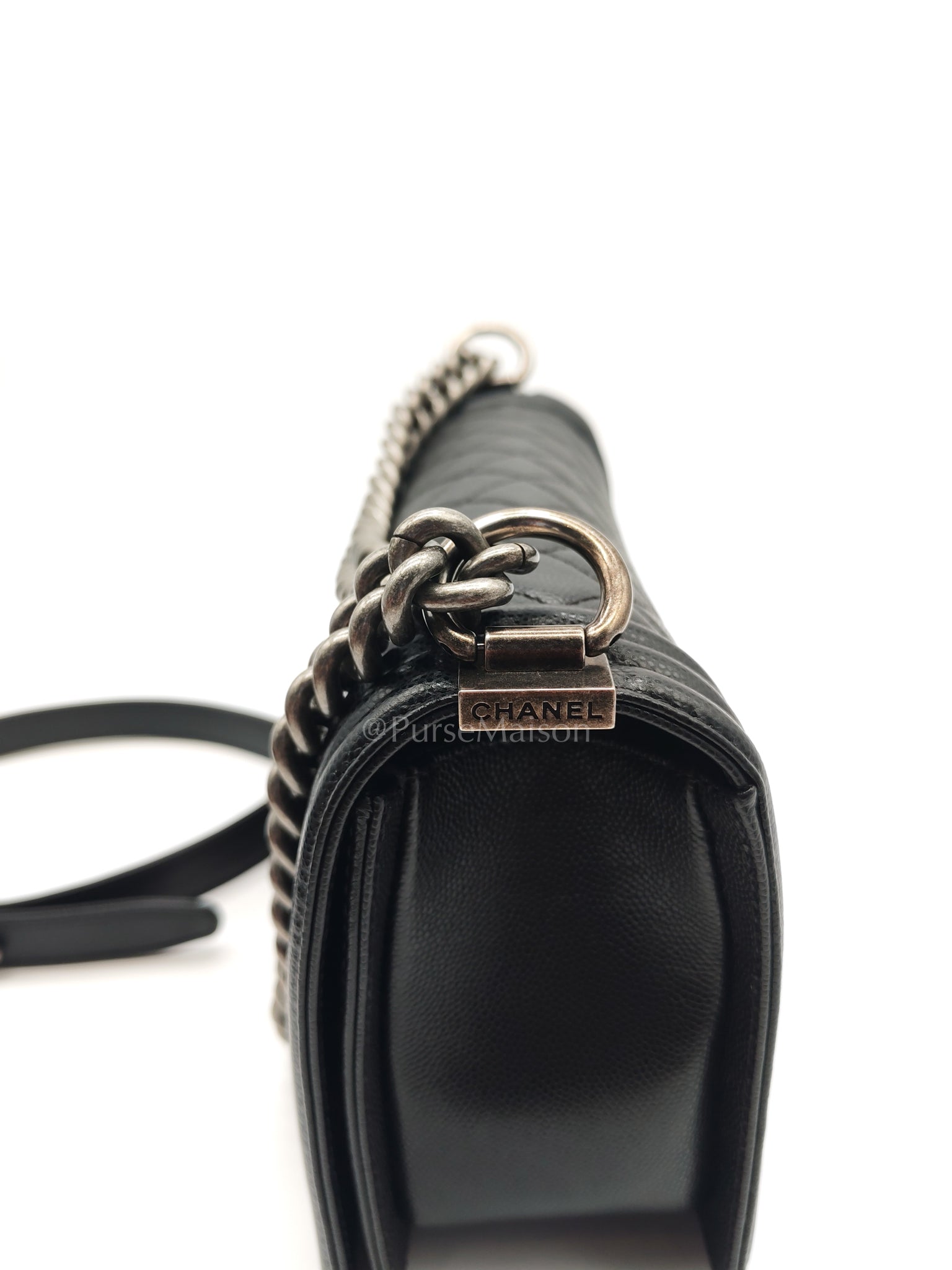 Boy Old Medium in Black Caviar Leather and Ruthenium Hardware Series 27 | Purse Maison Luxury Bags Shop