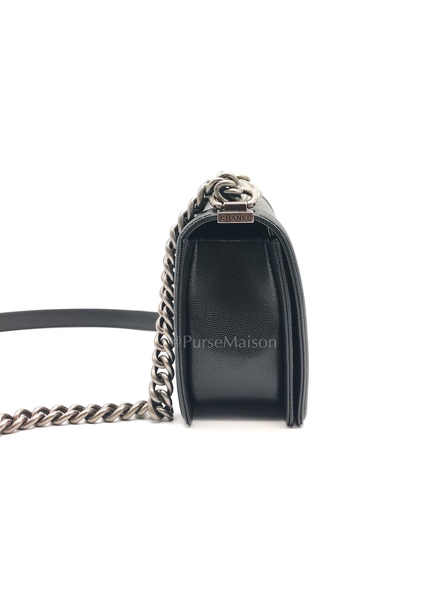 Boy Old Medium in Black Caviar Leather and Ruthenium Hardware Series 27 | Purse Maison Luxury Bags Shop