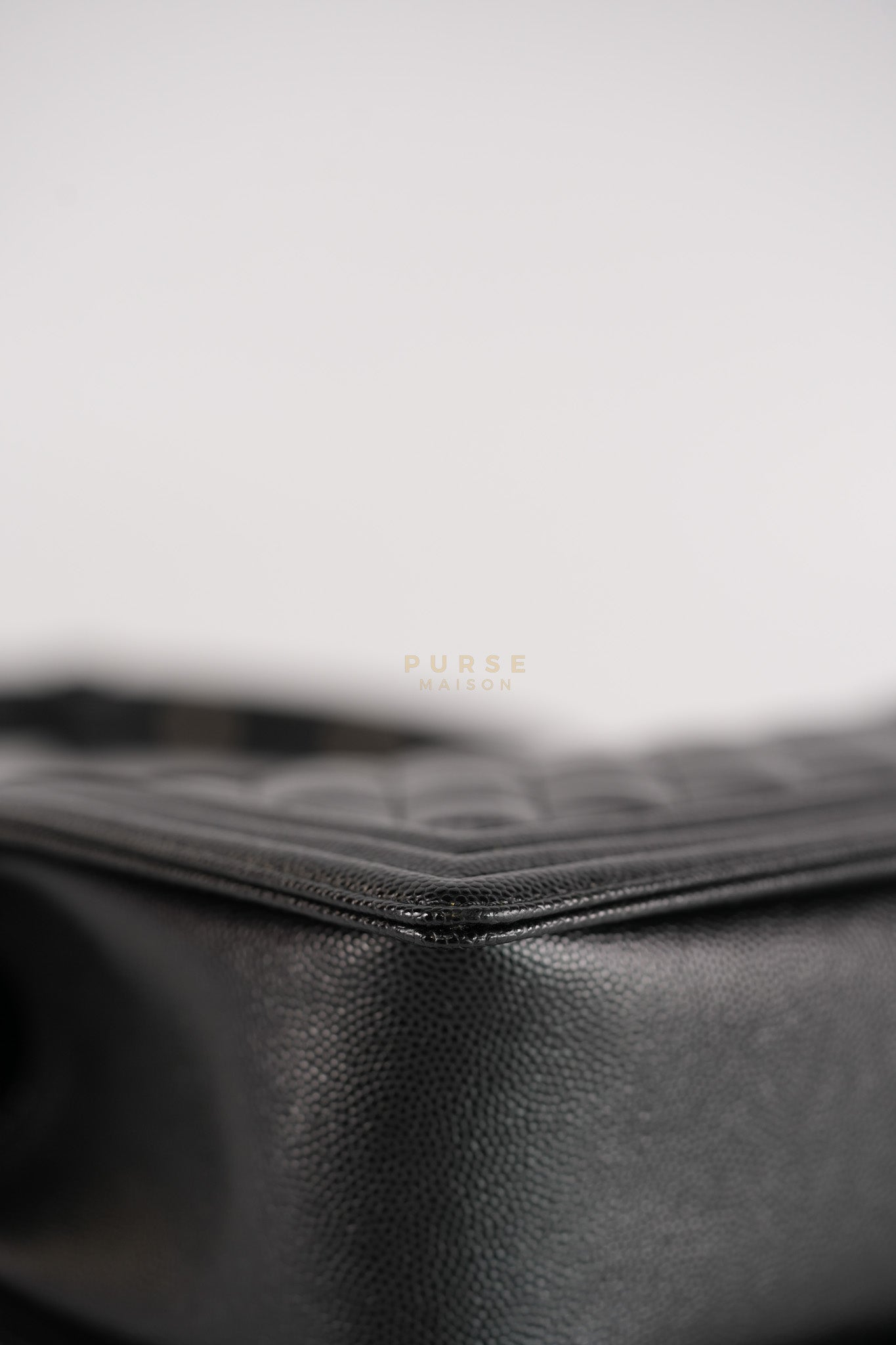 Boy Old Medium in Black Caviar Leather Ruthenium Hardware (Microchip) | Purse Maison Luxury Bags Shop