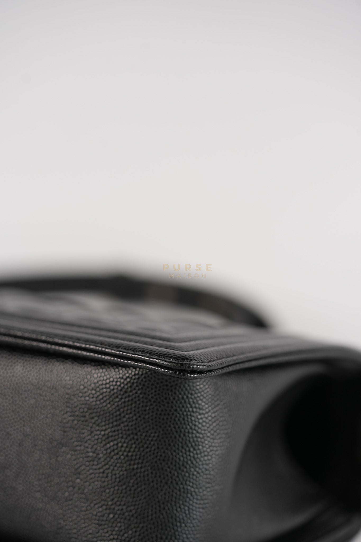 Boy Old Medium in Black Caviar Leather Ruthenium Hardware (Microchip) | Purse Maison Luxury Bags Shop