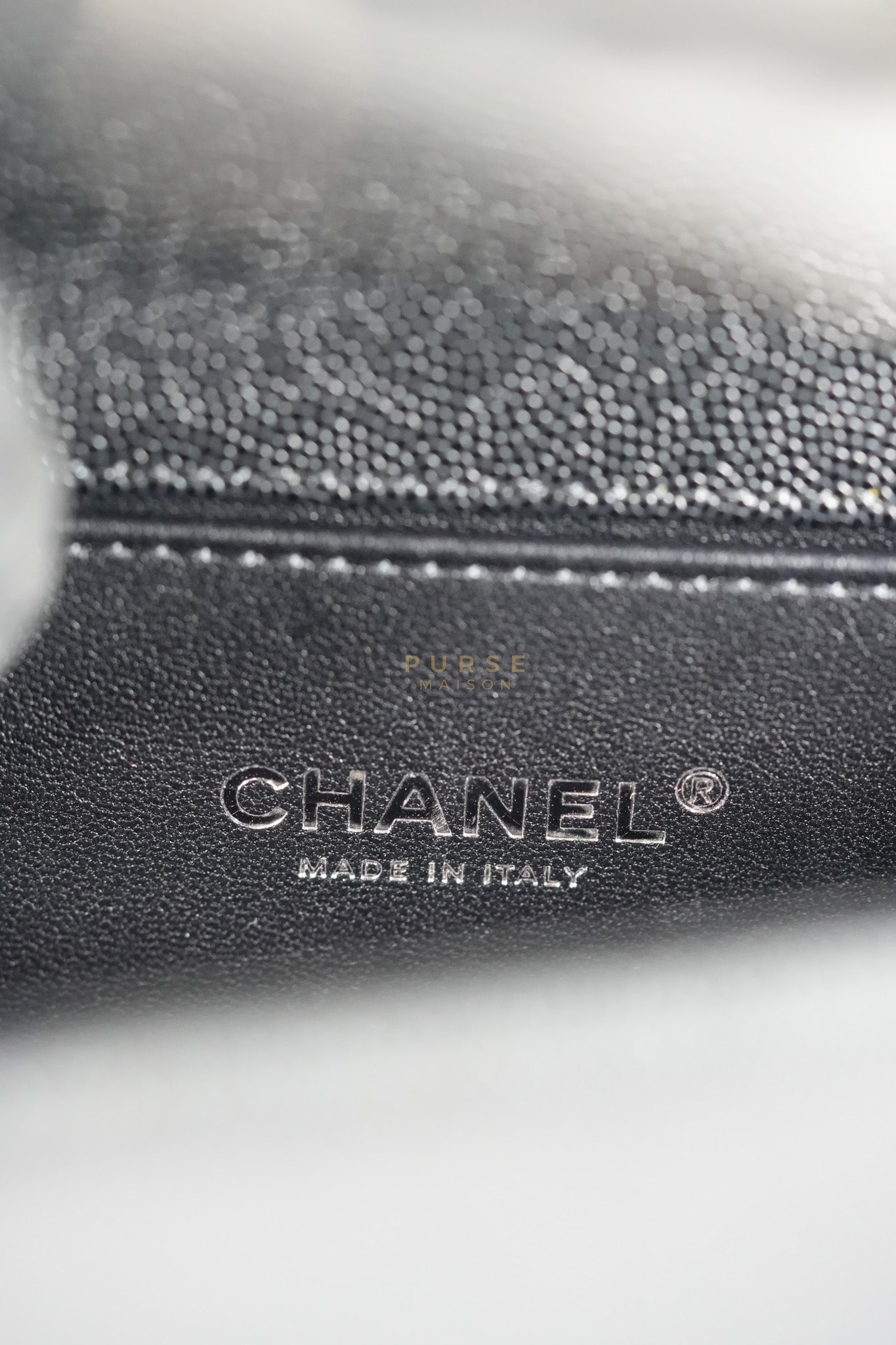 Boy Old Medium in Black Caviar Leather Ruthenium Hardware (Microchip) | Purse Maison Luxury Bags Shop